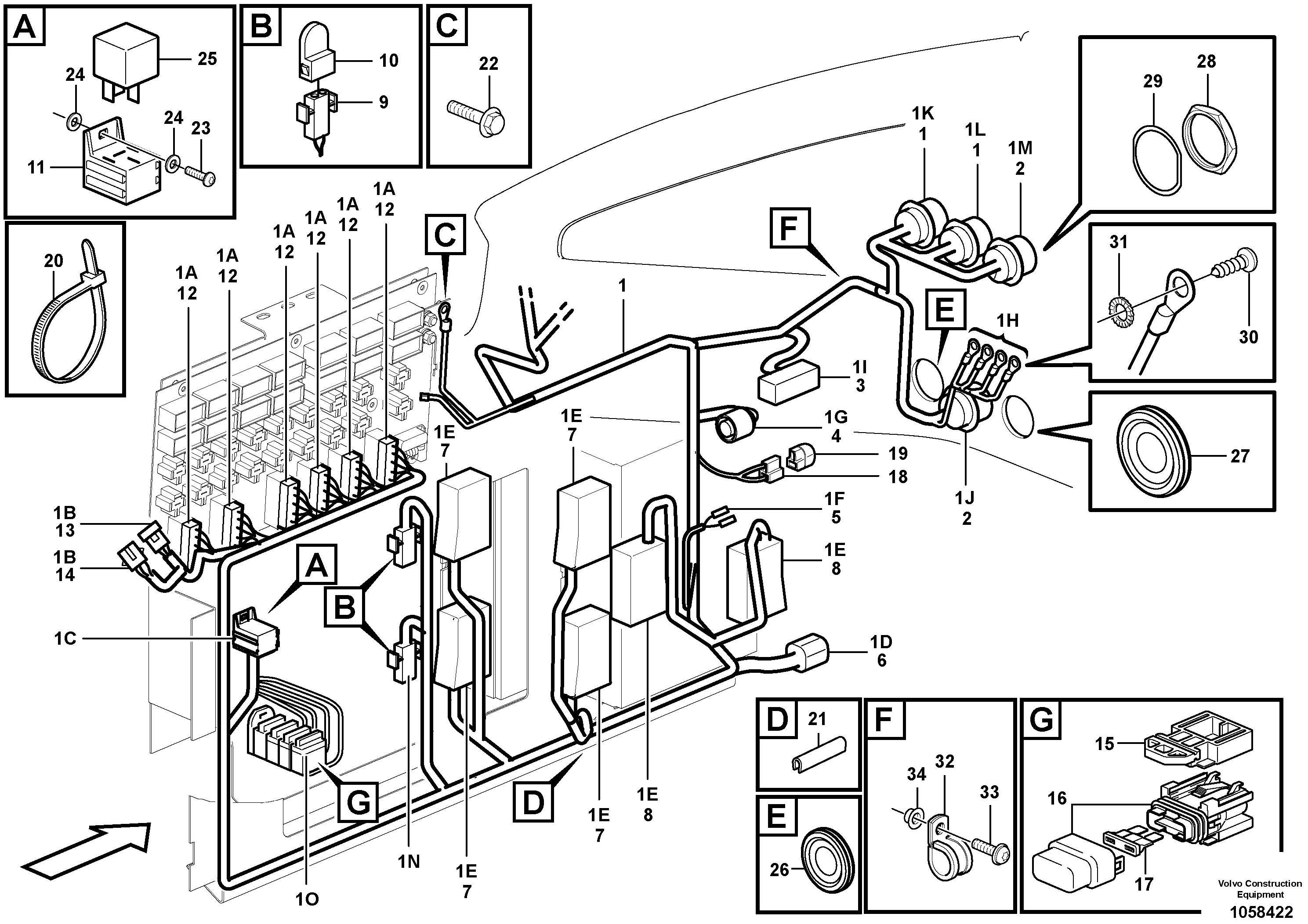 Схема запчастей Volvo A30E - 99559 Cable harness, electrical distribution unit 