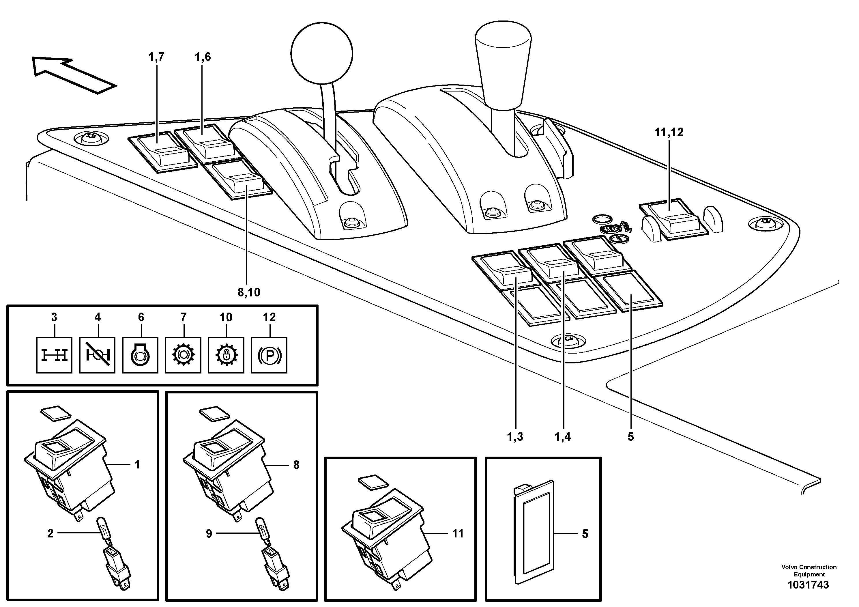 Схема запчастей Volvo A30E - 99867 Switch panel 