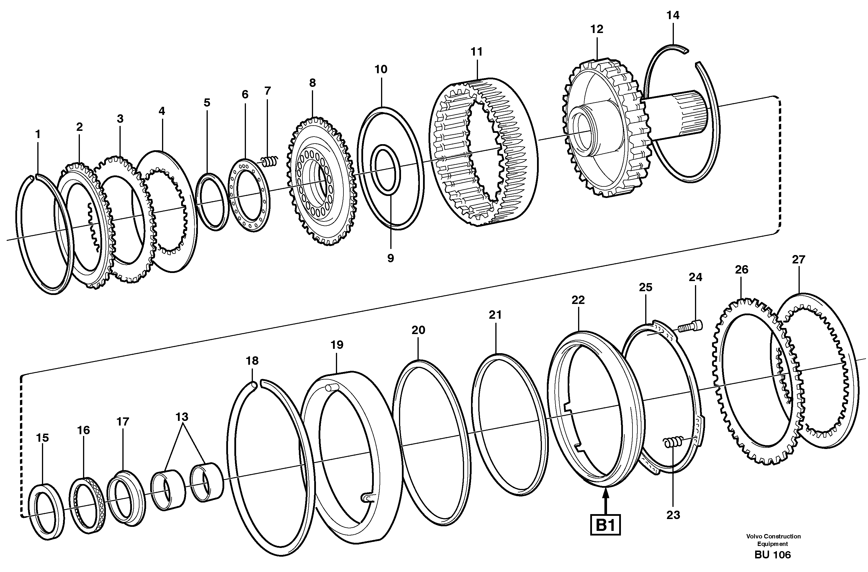 Схема запчастей Volvo A30E - 83613 Clutch and brake 