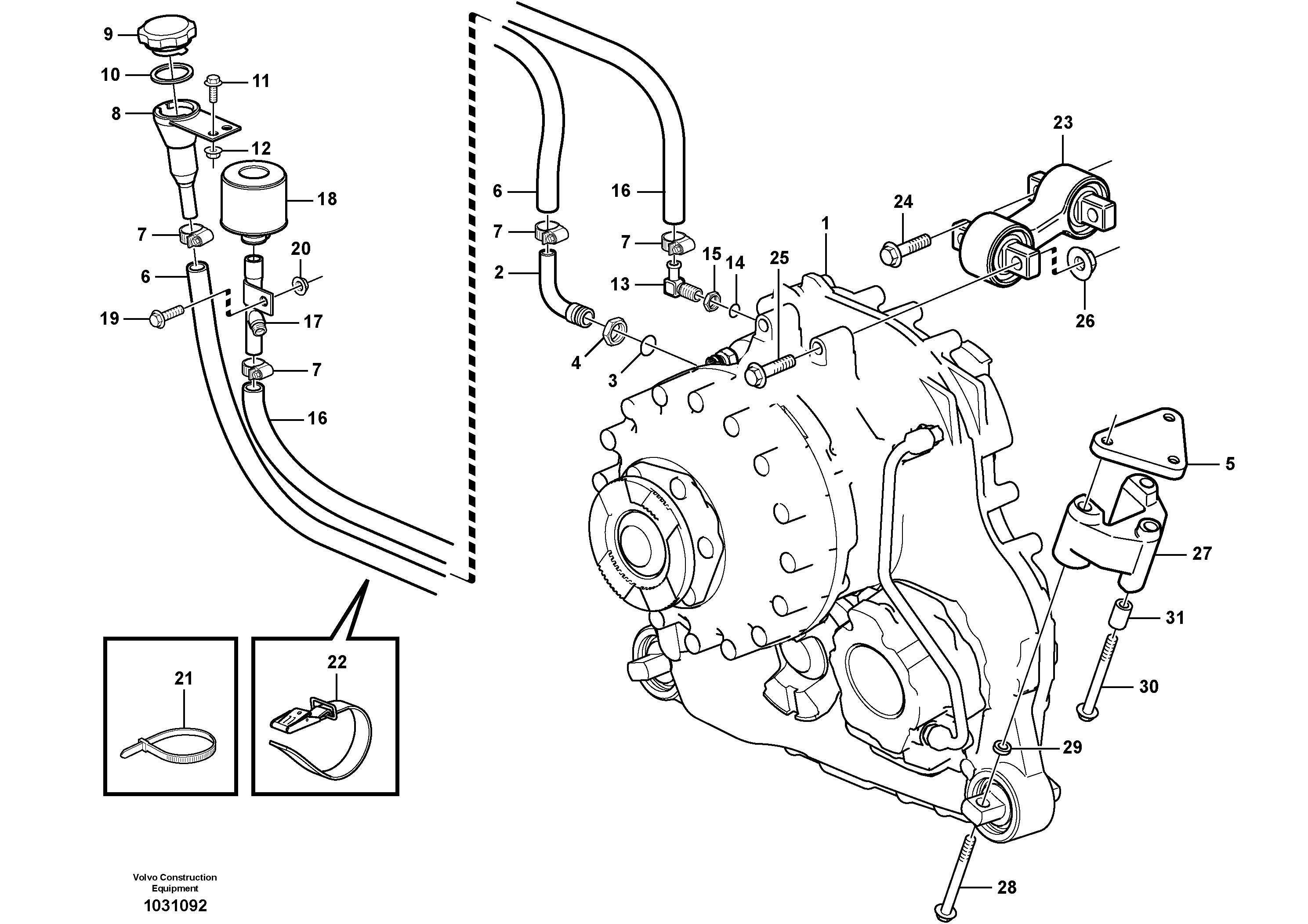 Схема запчастей Volvo A30E - 75702 Drop box with fitting parts 