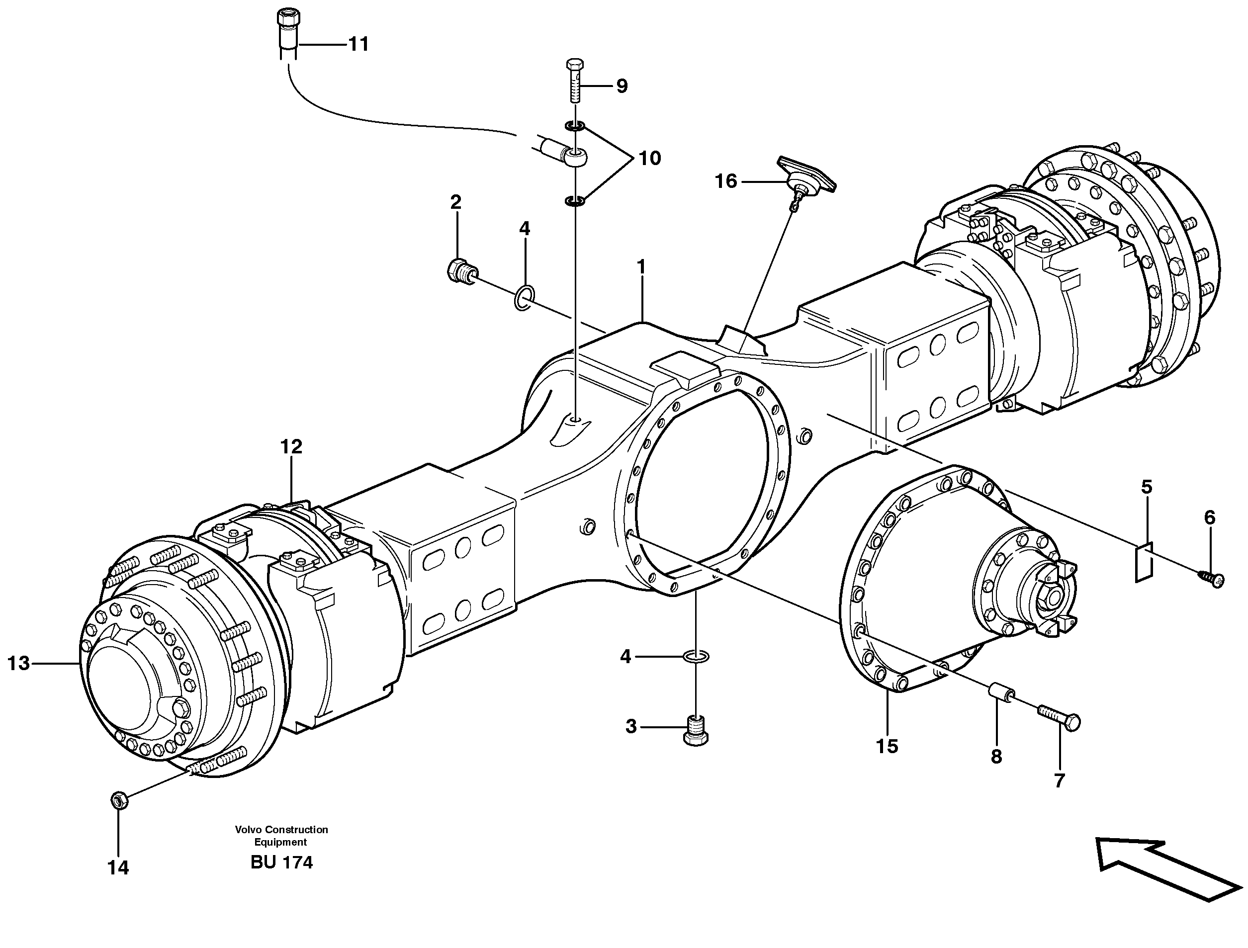 Схема запчастей Volvo A30E - 61899 Planetary axle, motor unit 