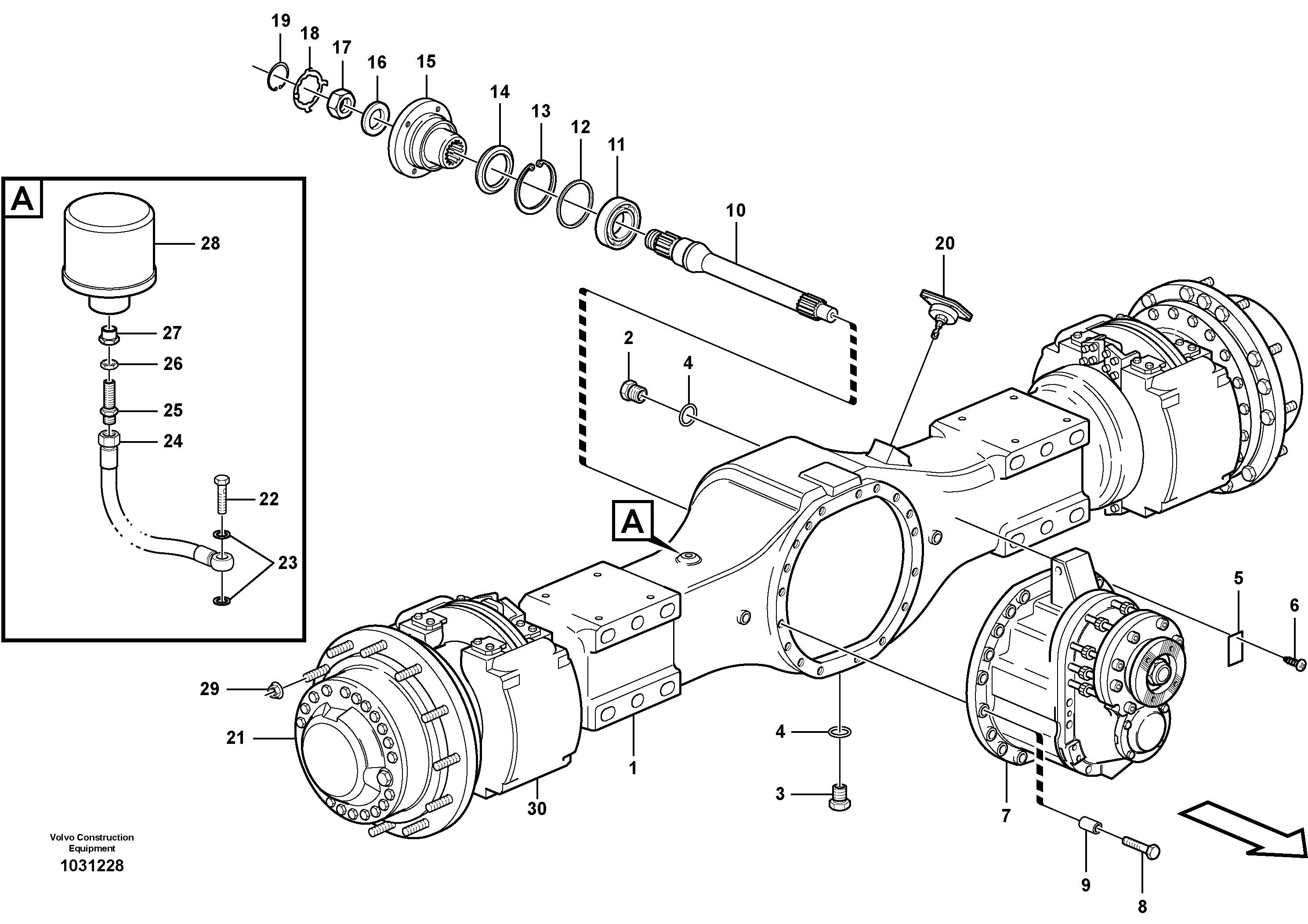 Схема запчастей Volvo A30E - 56690 Planetary axle 1, load unit 