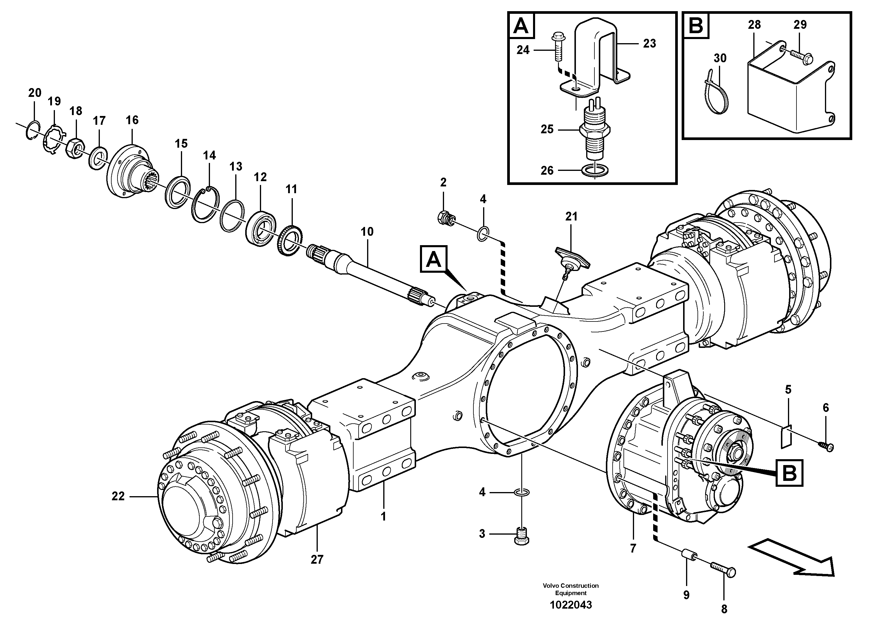 Схема запчастей Volvo A30E - 56697 Planetary axle 1, load unit 