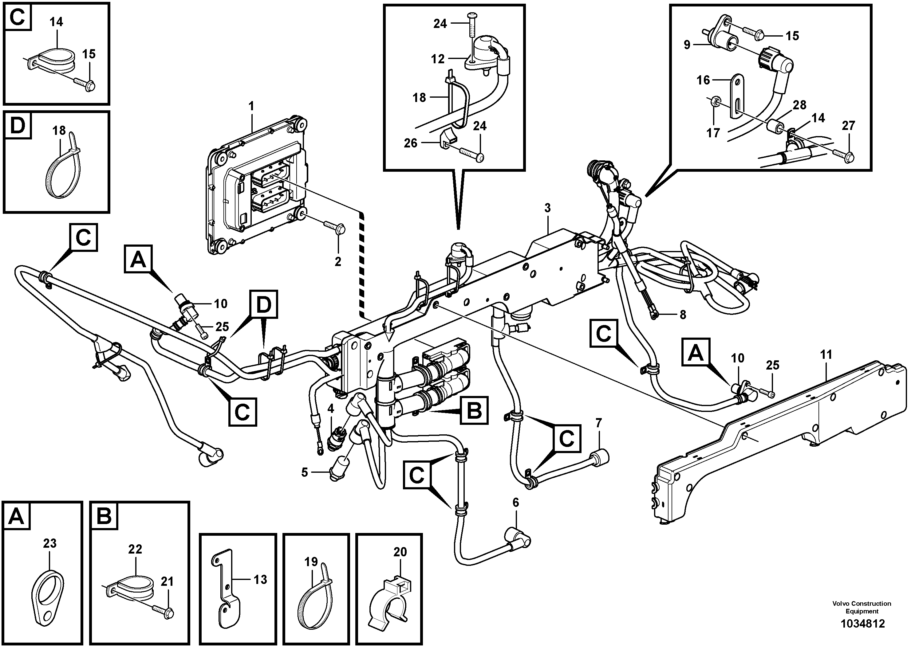 Схема запчастей Volvo A35E - 82402 Cable harness, engine ECU 