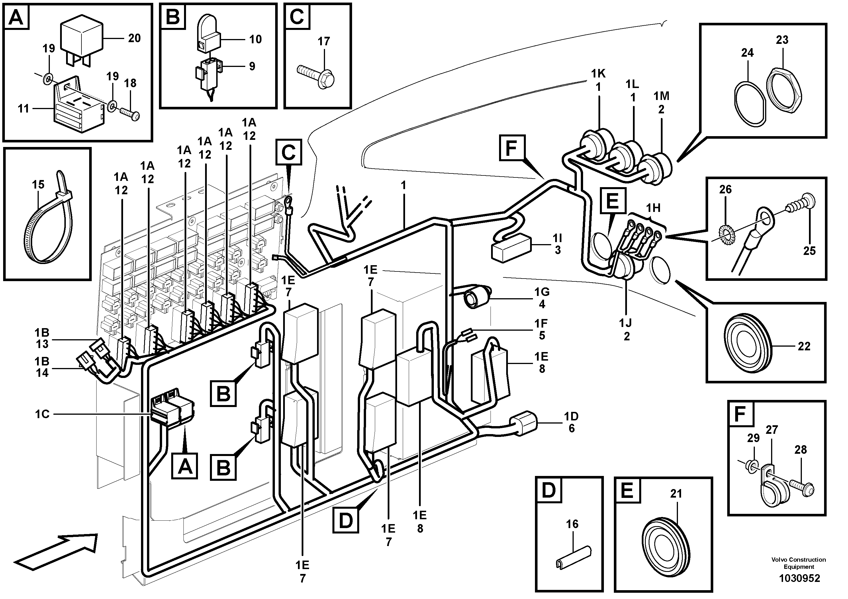 Схема запчастей Volvo A35E - 97512 Cable harness, electrical distribution unit 