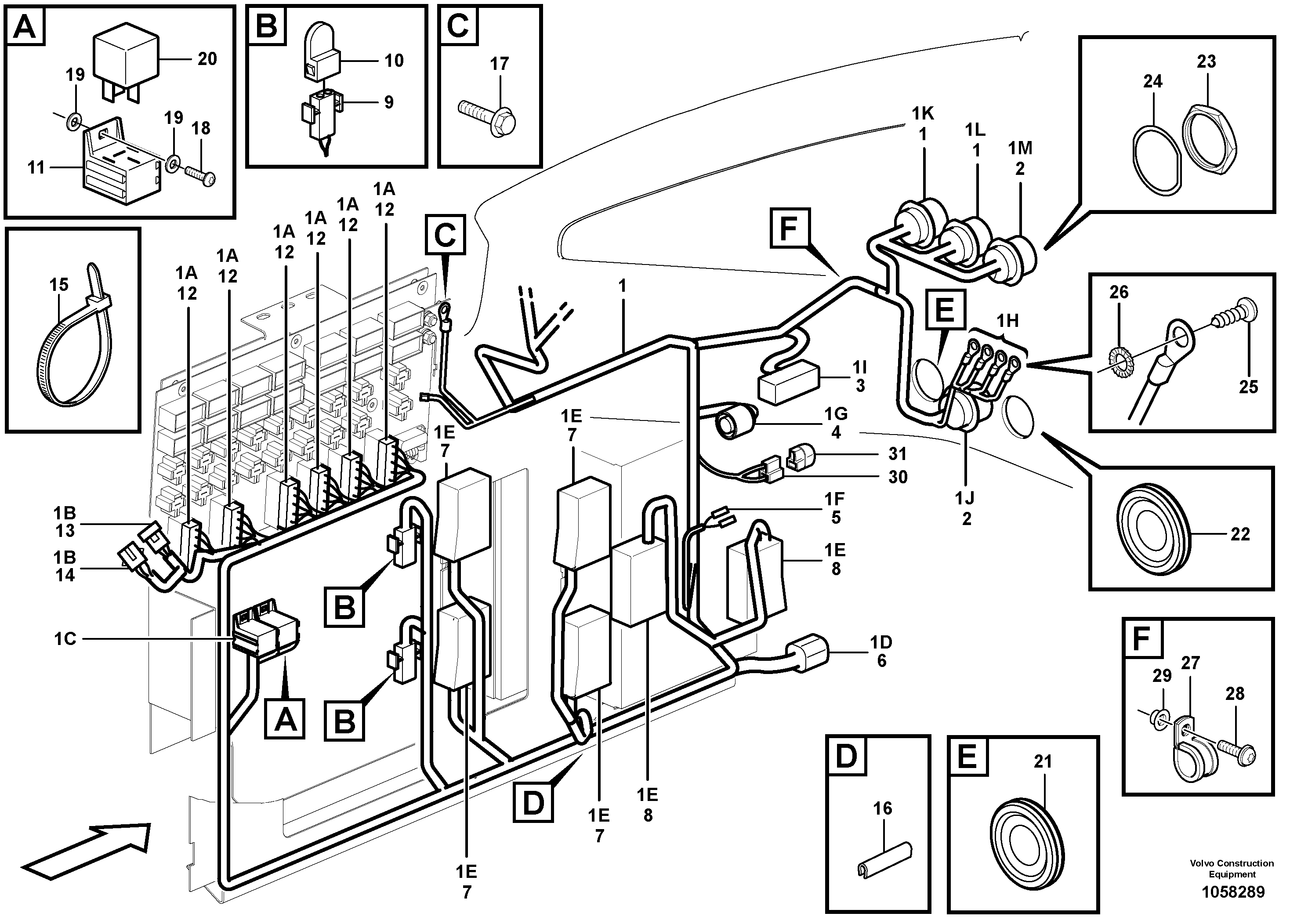 Схема запчастей Volvo A35E - 97534 Cable harness, electrical distribution unit 