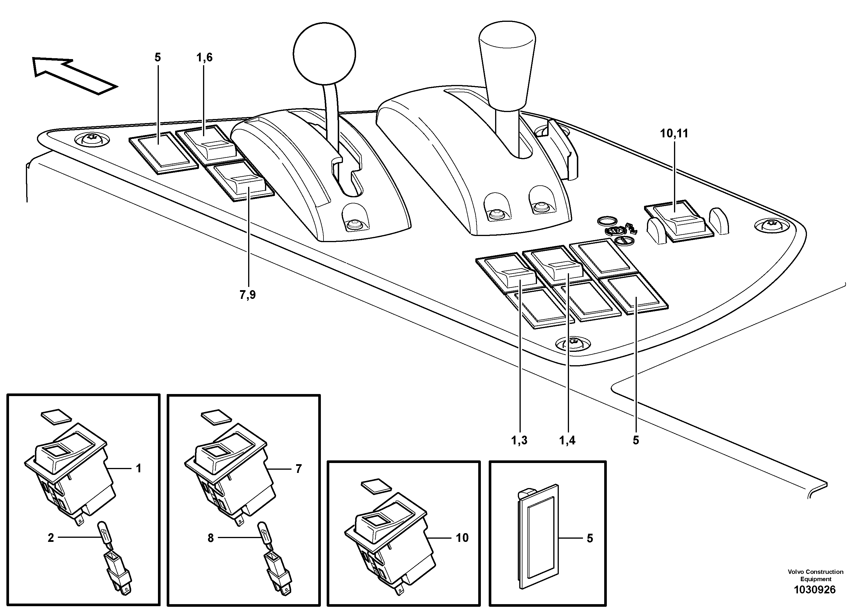 Схема запчастей Volvo A35E - 97158 Switch panel 