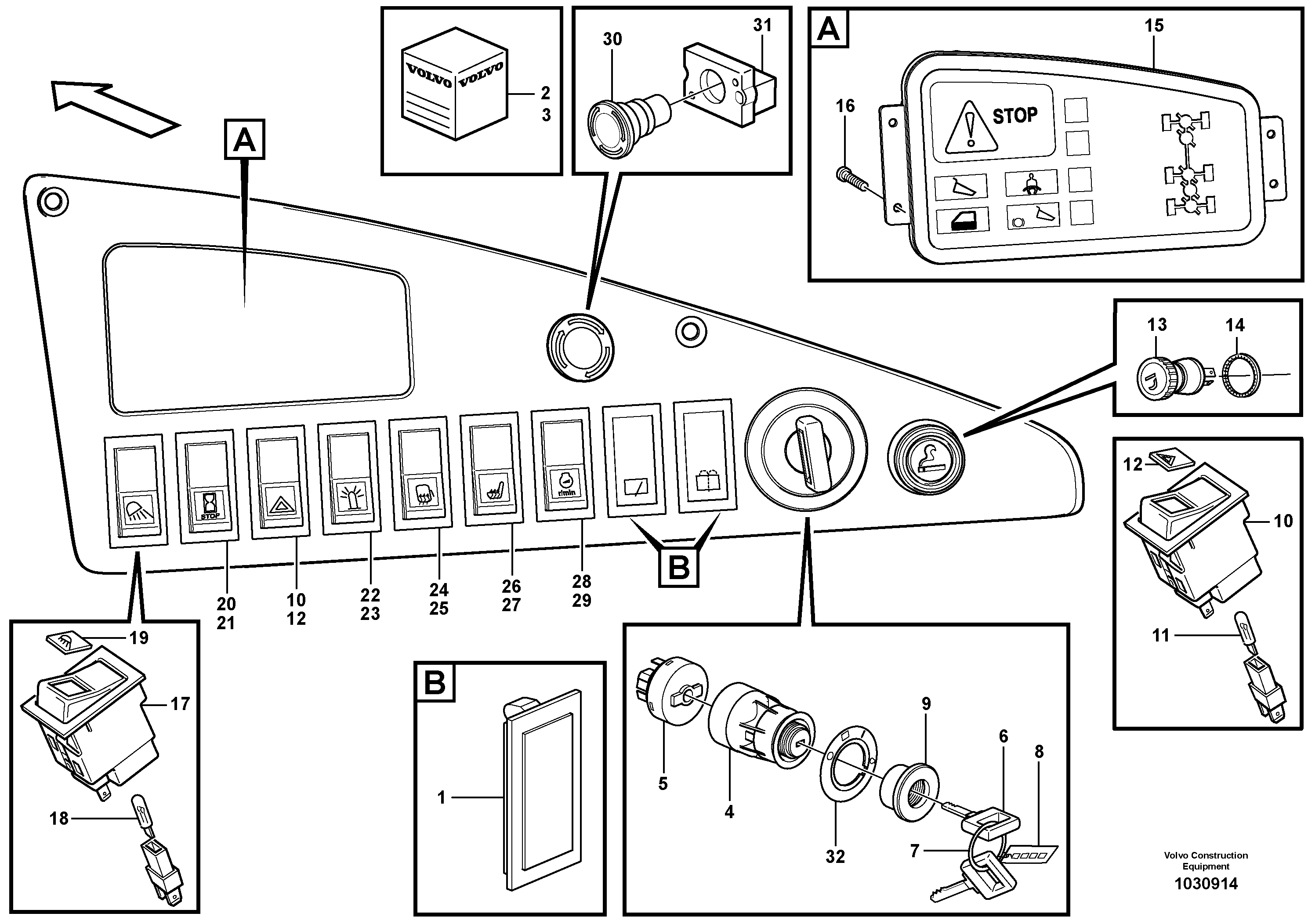 Схема запчастей Volvo A35E - 99278 Instrument panel, right 