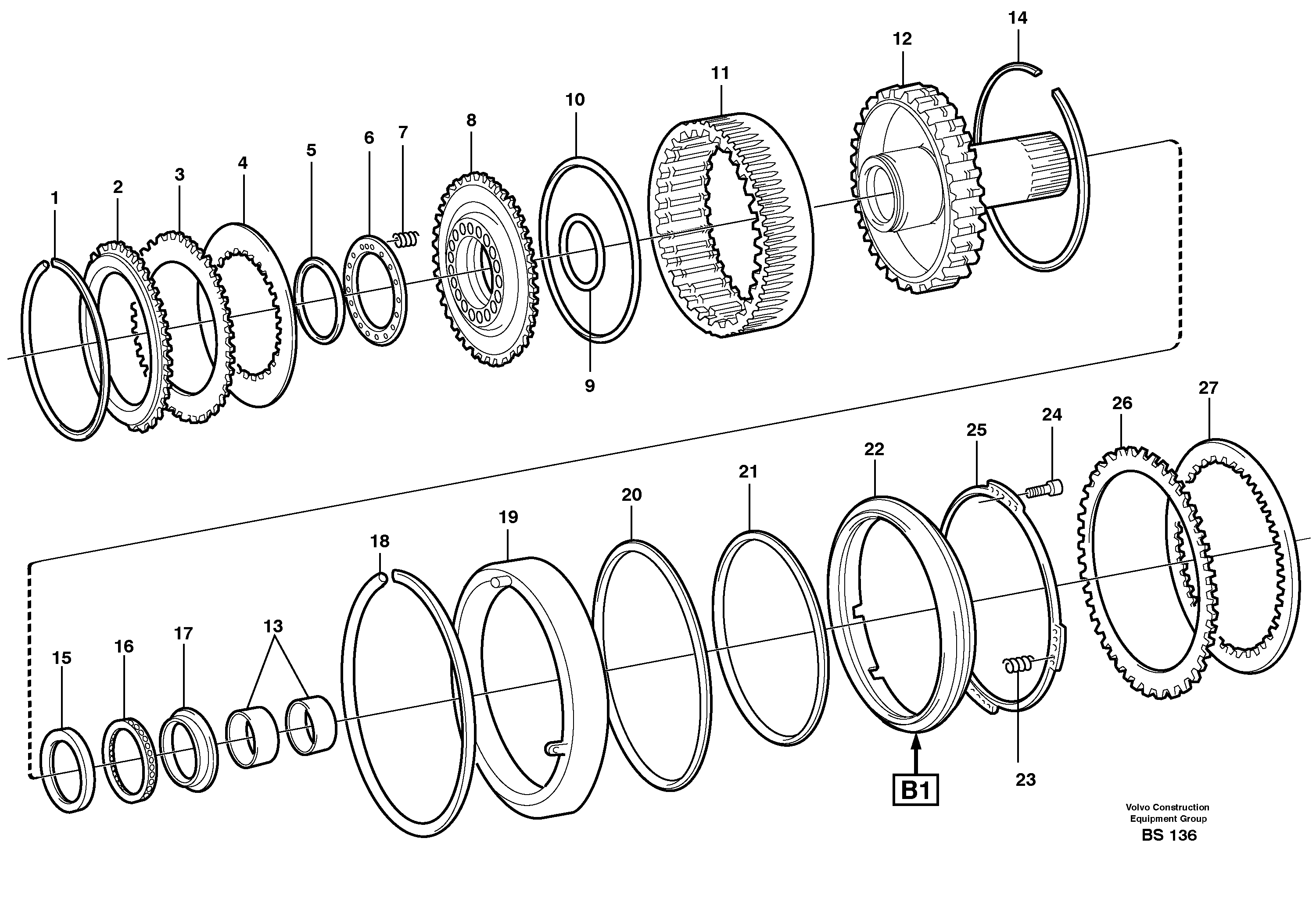 Схема запчастей Volvo A35E - 85283 Clutch and brake 