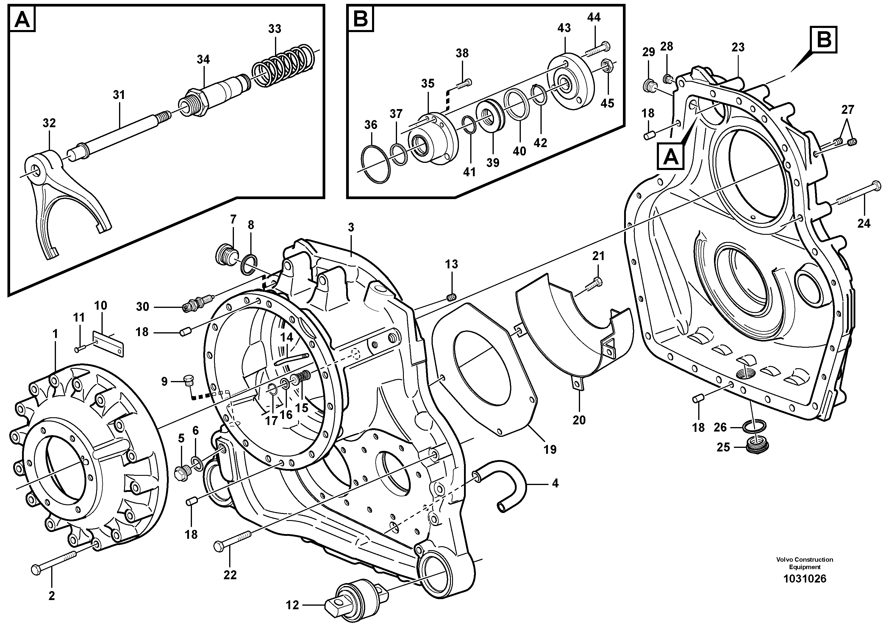 Схема запчастей Volvo A35E - 42225 Transfer gear box 