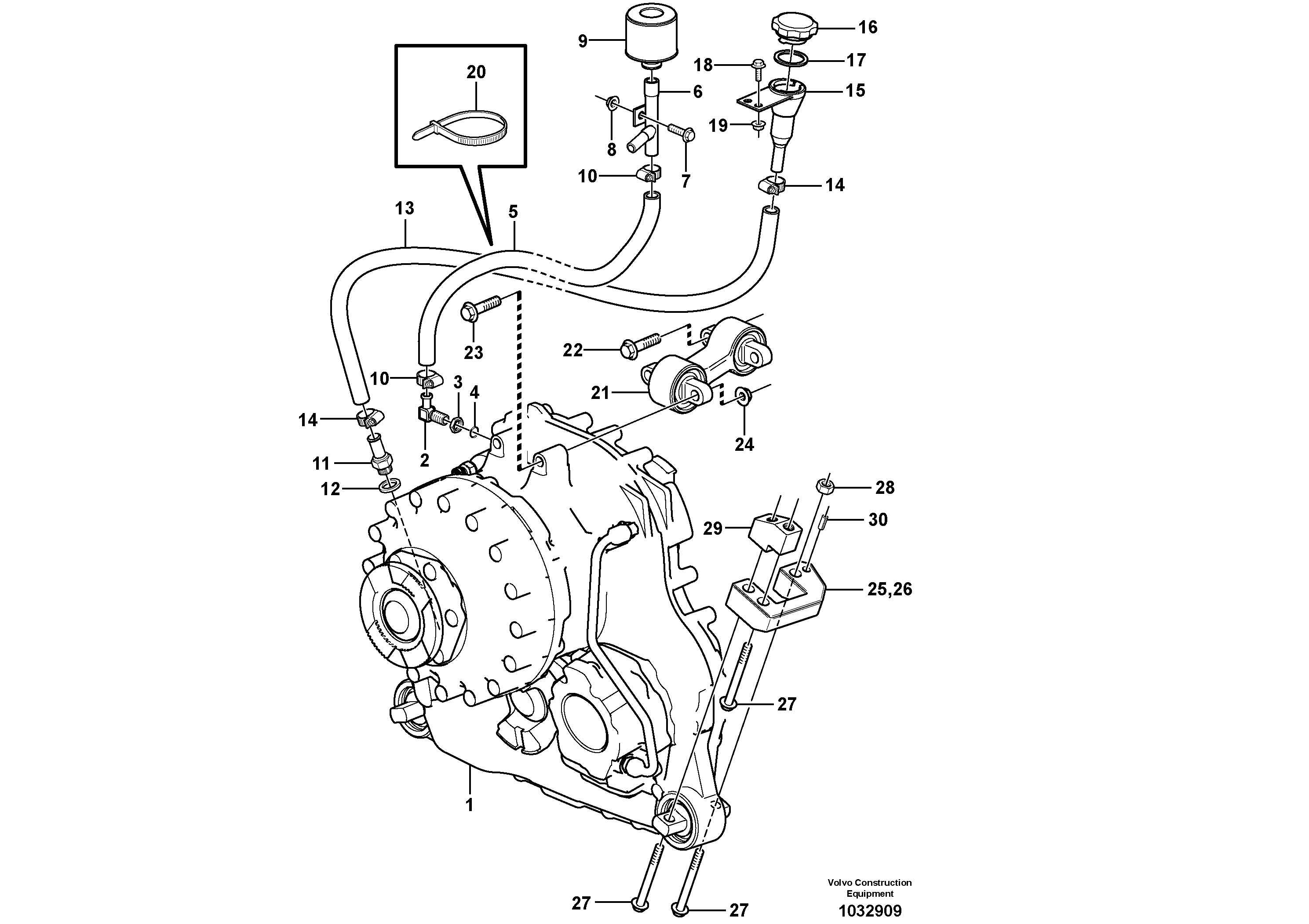 Схема запчастей Volvo A35E - 68016 Drop box with fitting parts 