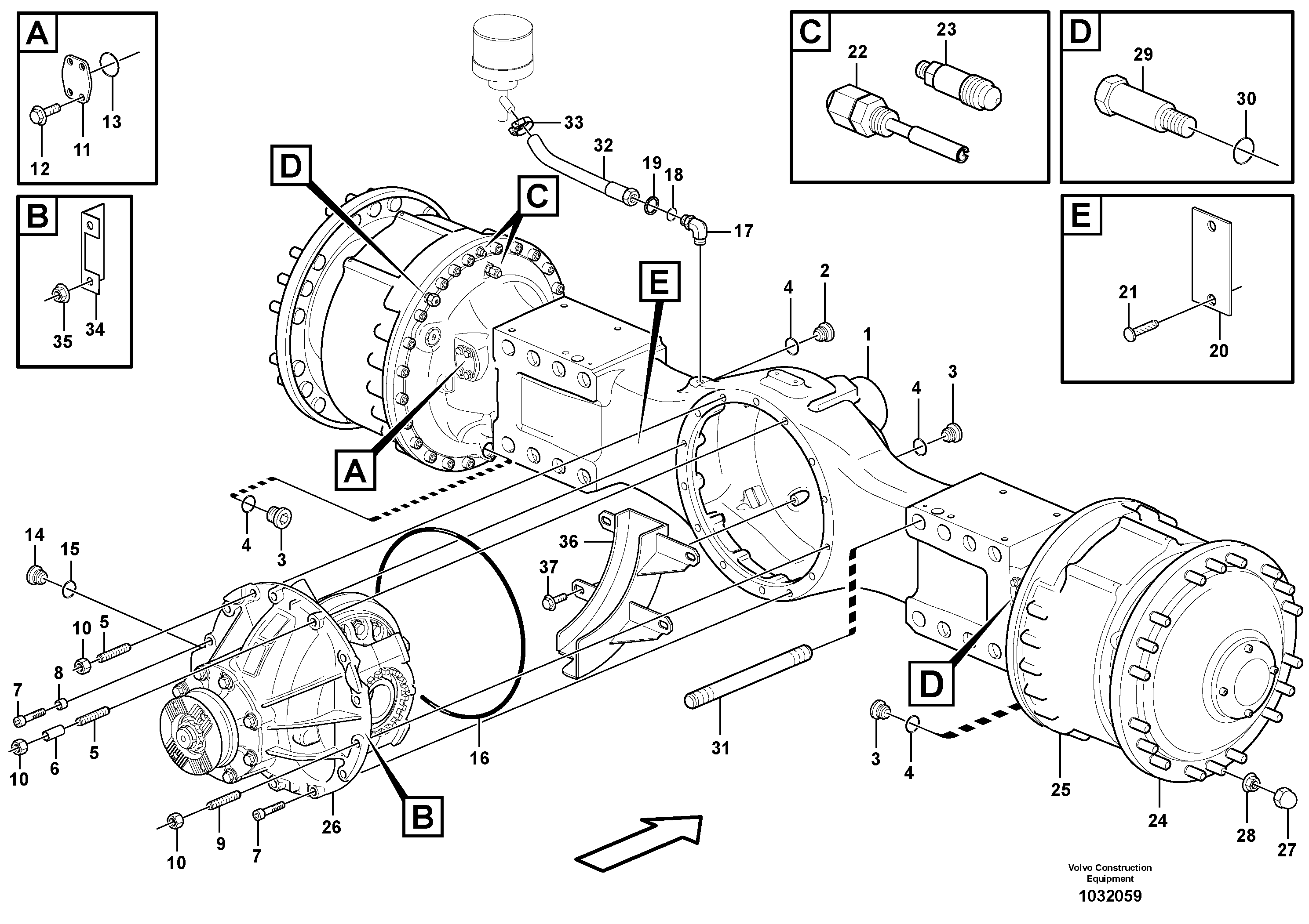 Схема запчастей Volvo A35E - 32218 Planetary axle, motor unit 