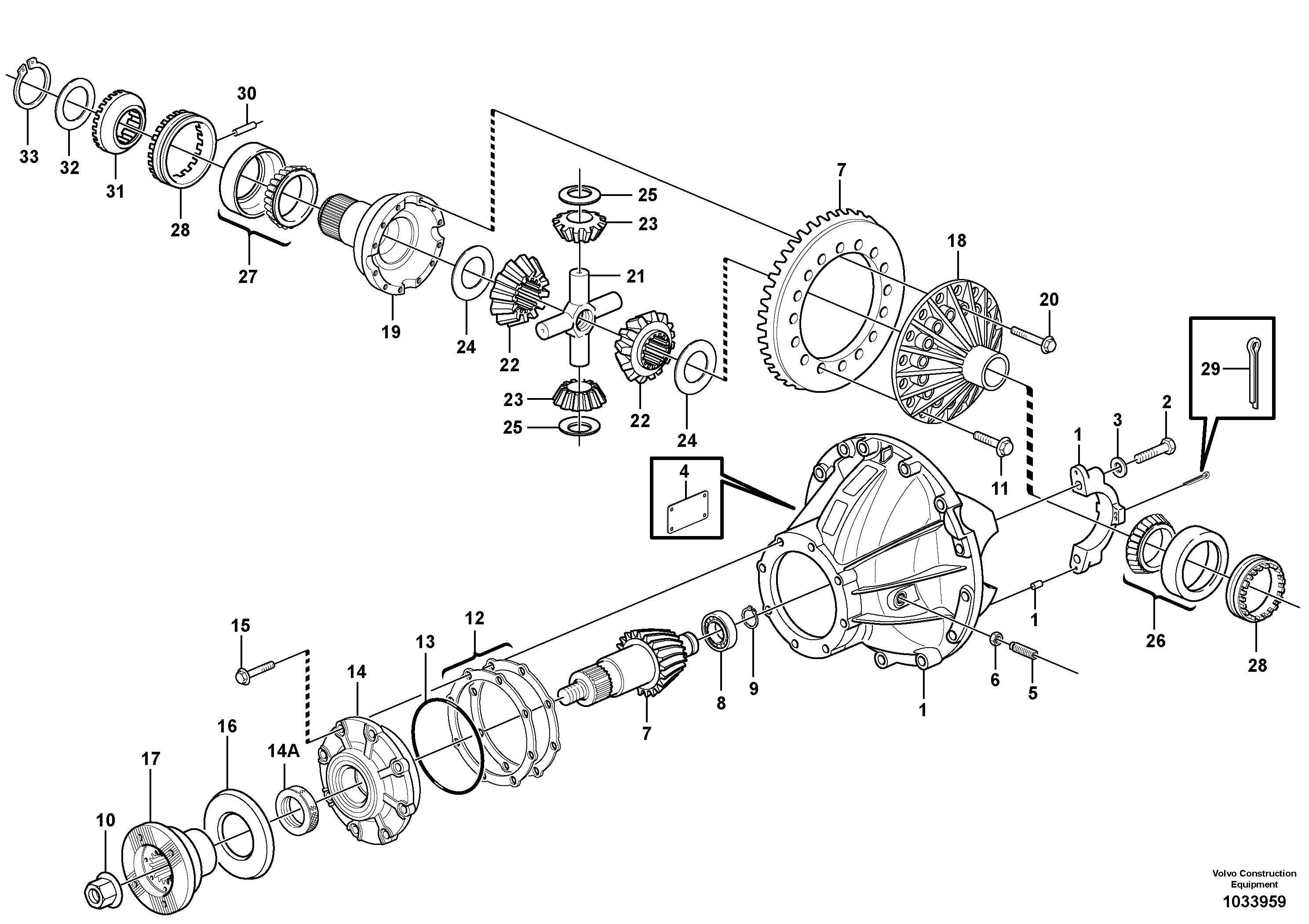 Схема запчастей Volvo A35E - 97166 Главная передача 