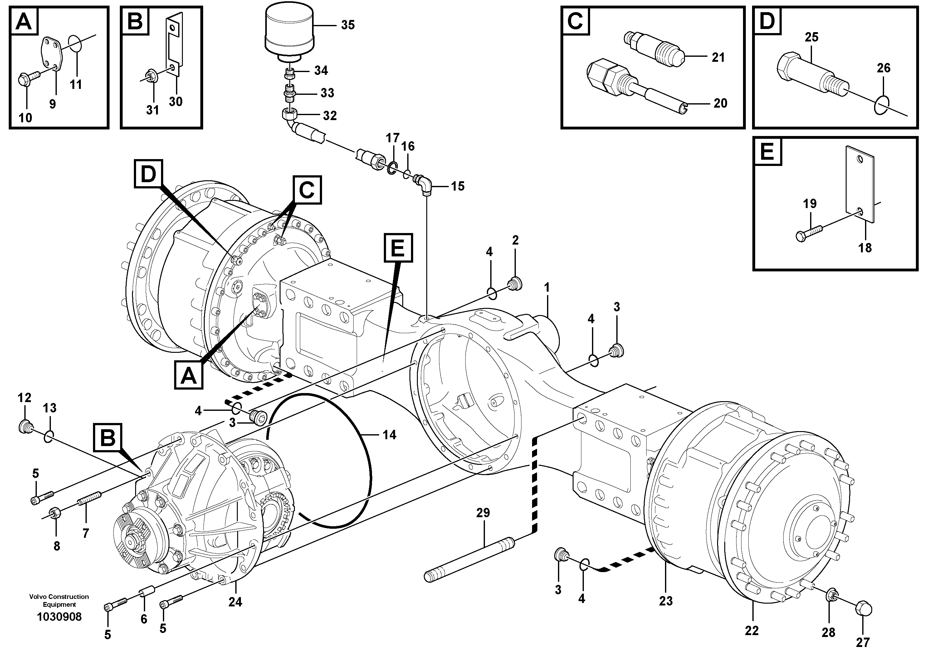 Схема запчастей Volvo A35E - 75284 Planetary axle 2, load unit 