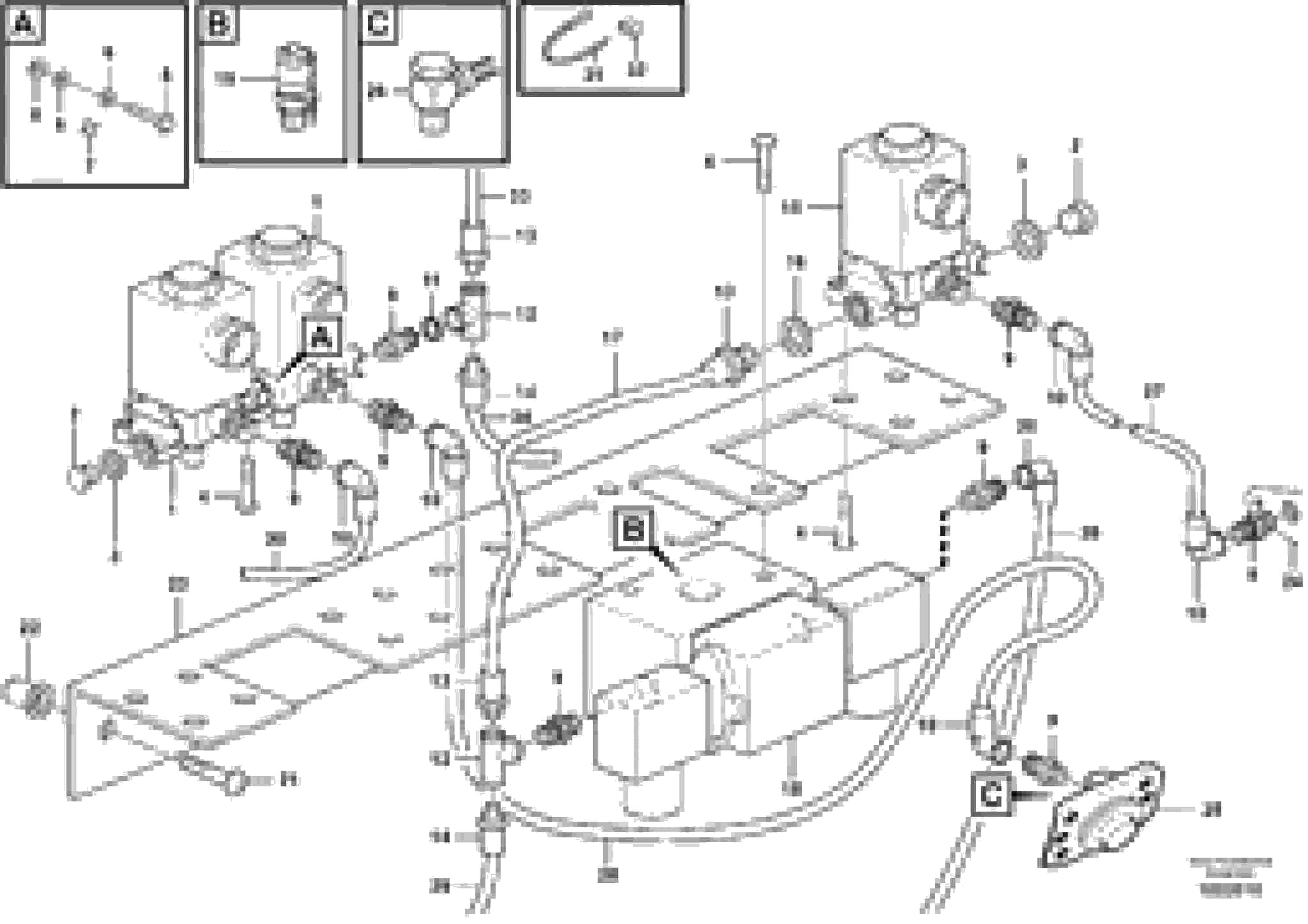 Схема запчастей Volvo A35E - 10222 Pneumatic system, diff lock, cab 