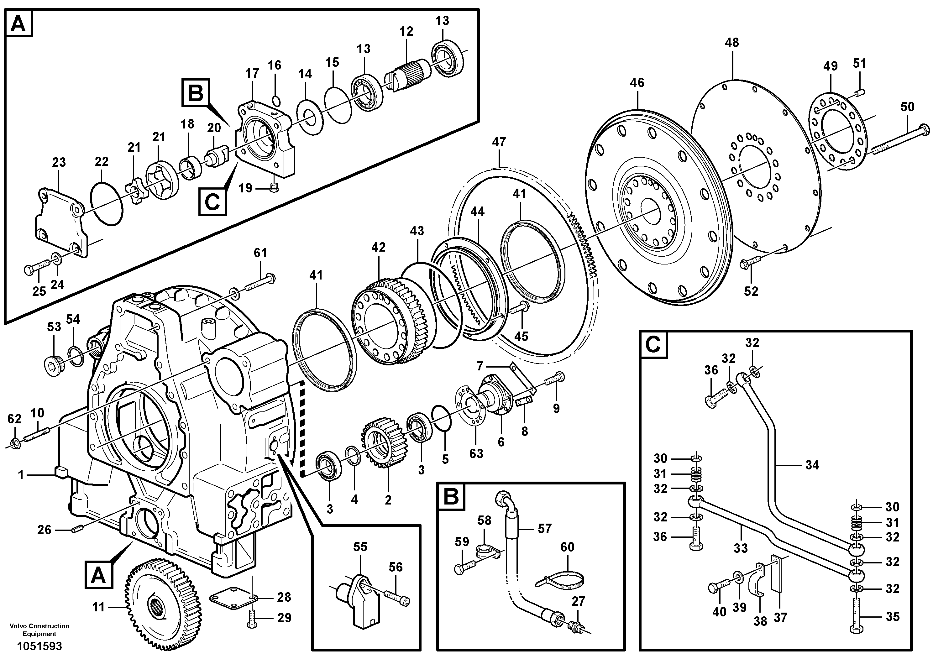 Схема запчастей Volvo A35E - 21825 Pump drive 