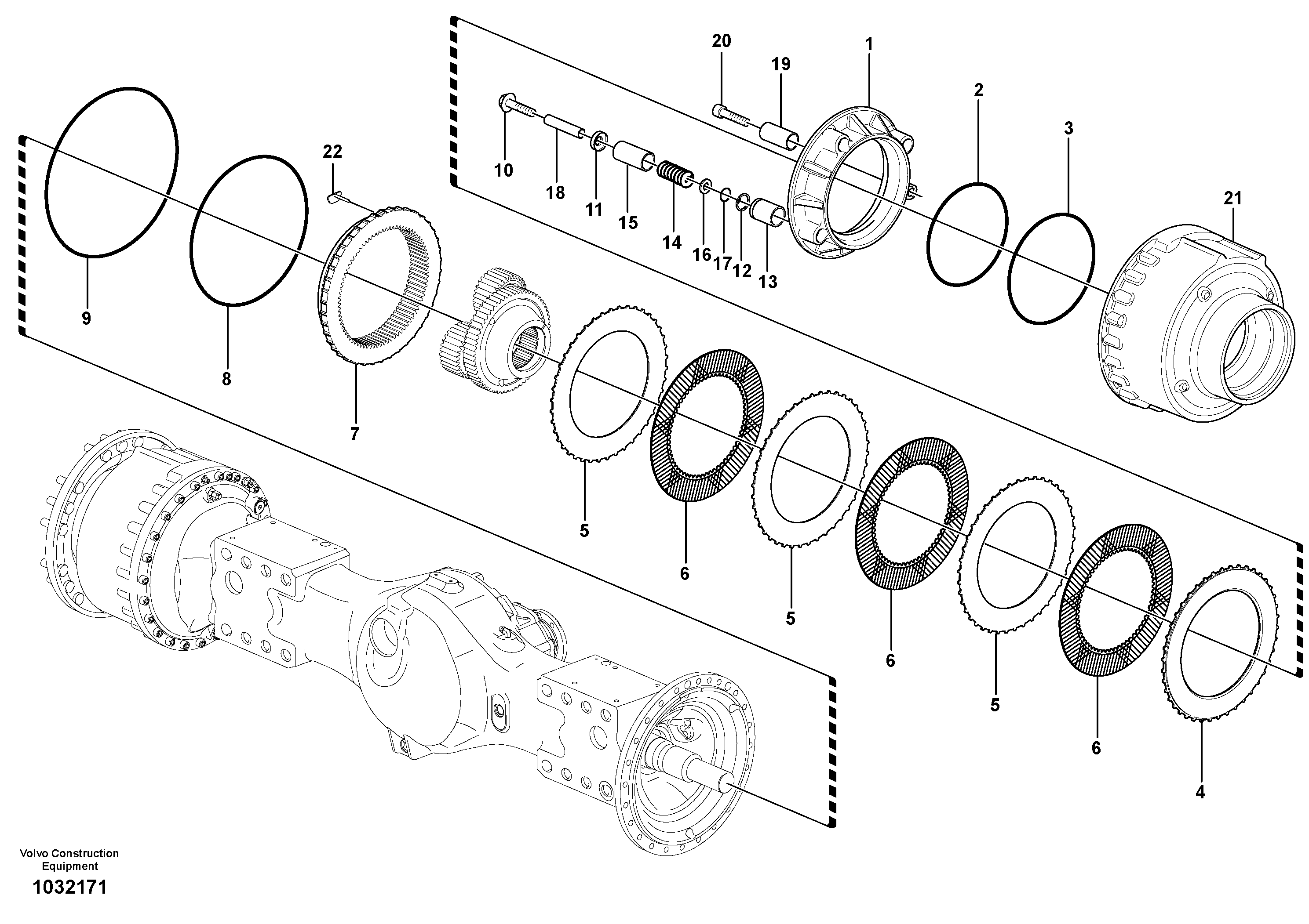 Схема запчастей Volvo A35E - 68121 Multi-disc brake 