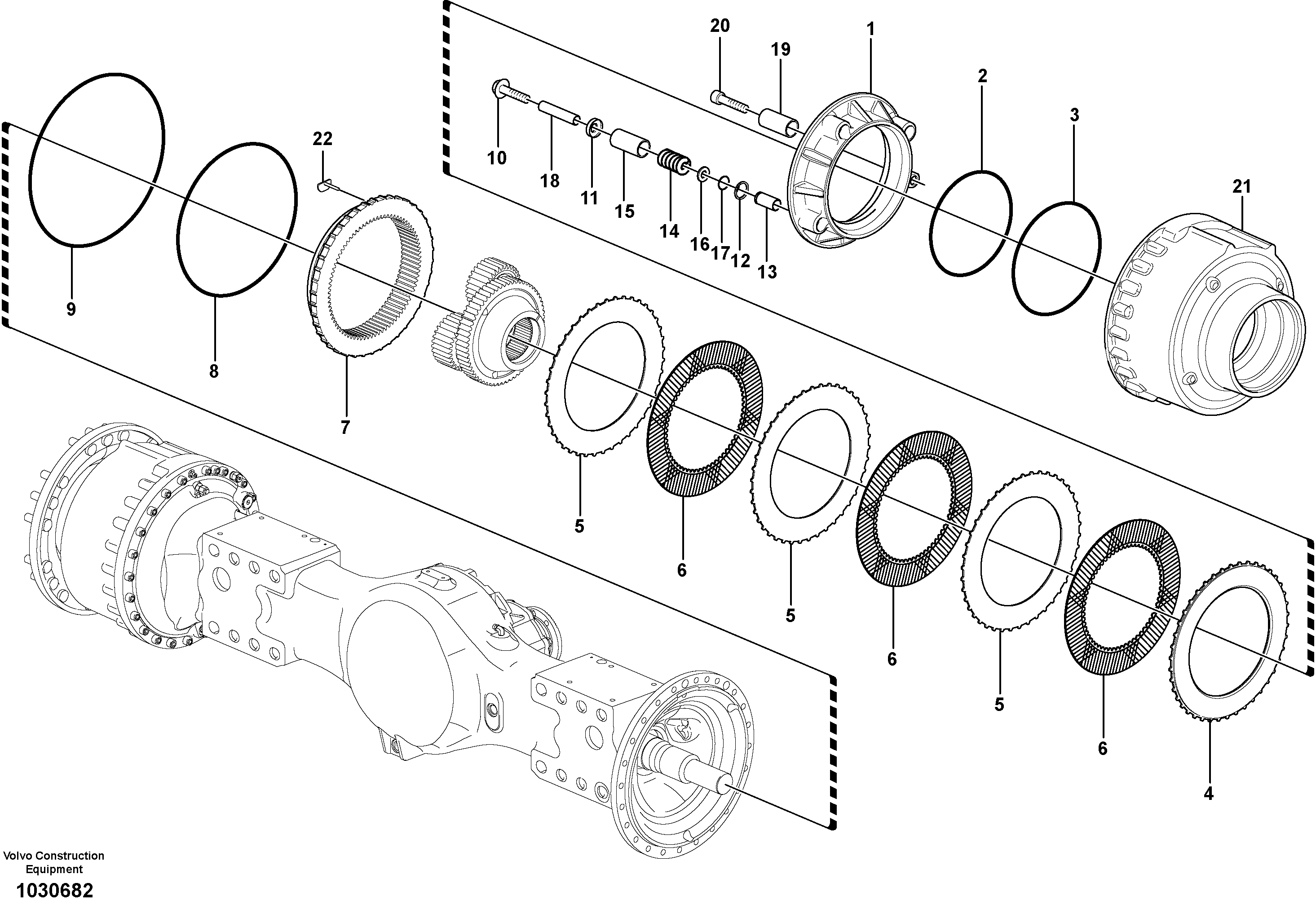 Схема запчастей Volvo A35E - 68473 Multi-disc brake, rear 