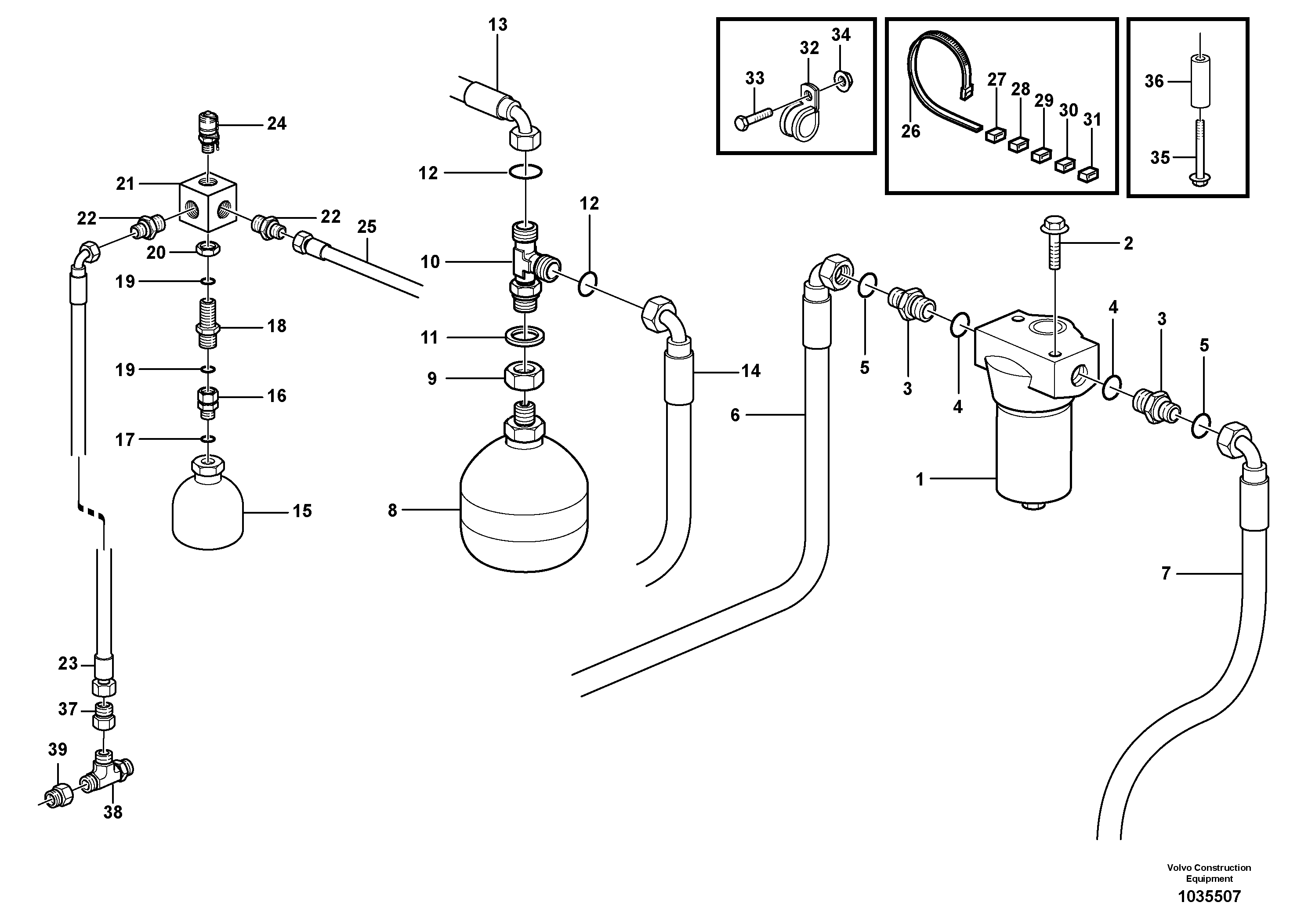 Схема запчастей Volvo A35E - 105188 Hydraulic brake system, motor unit 