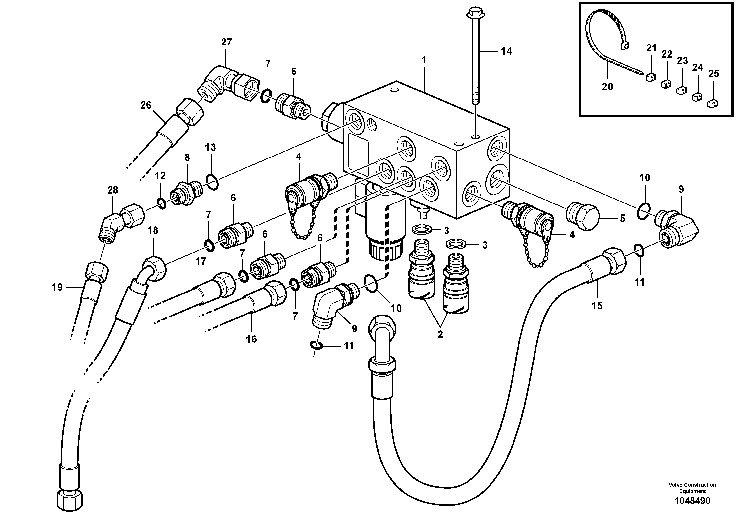 Схема запчастей Volvo A35E - 83290 Hydraulic brake system, motor unit, valve body 