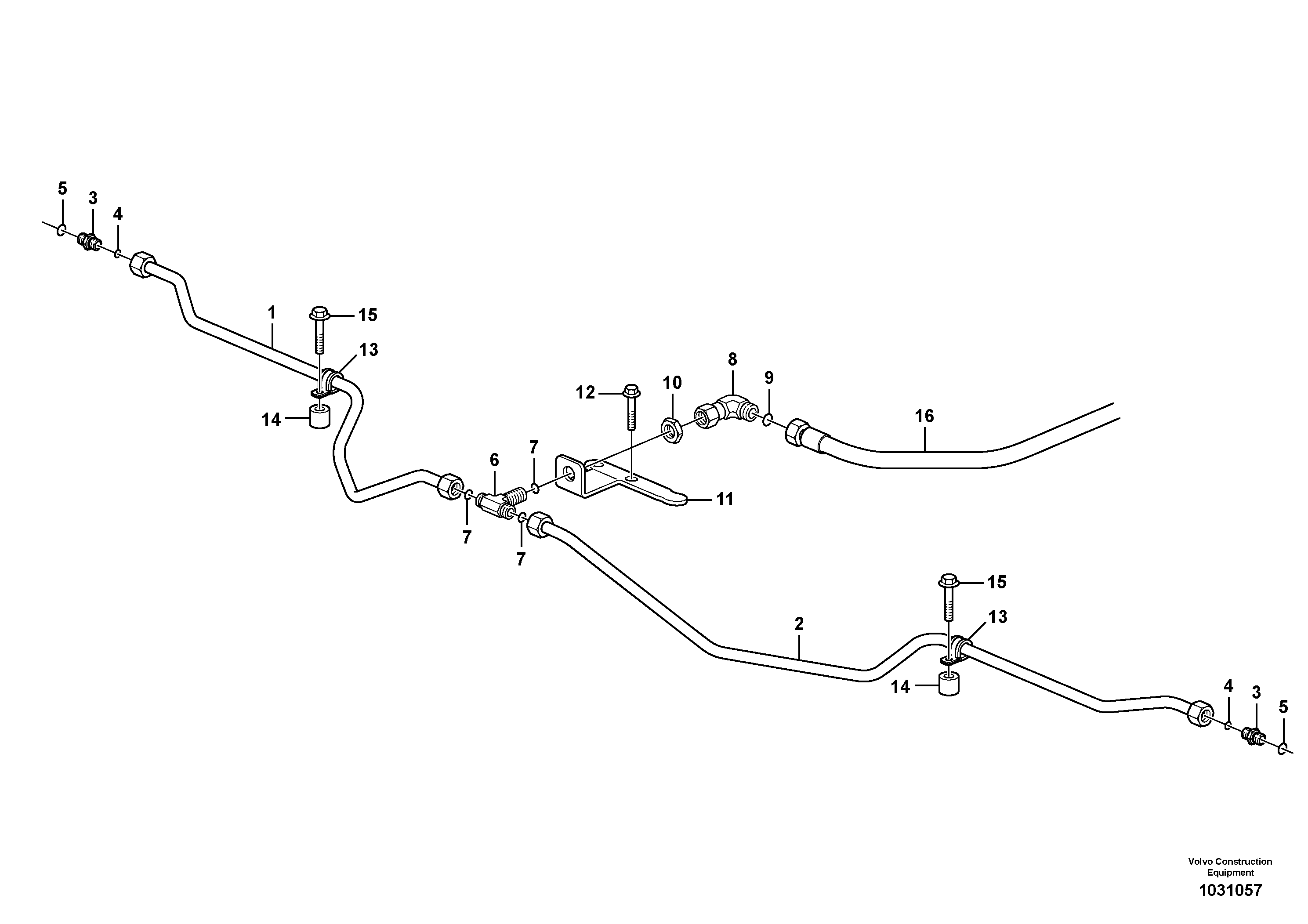 Схема запчастей Volvo A35E - 28151 Brake pipe with fitting parts 