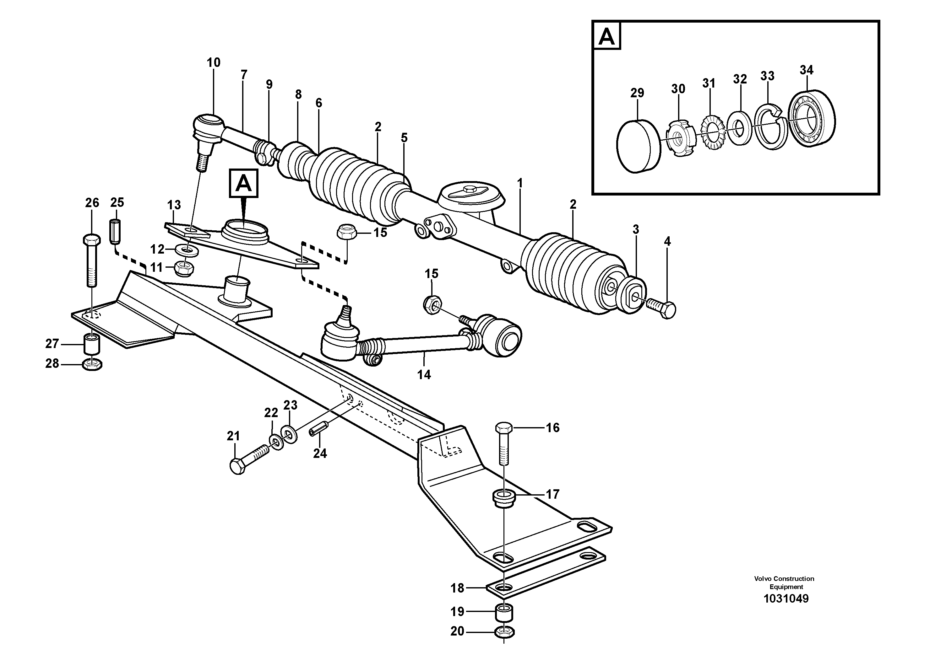 Схема запчастей Volvo A35E - 29402 Steering linkage 