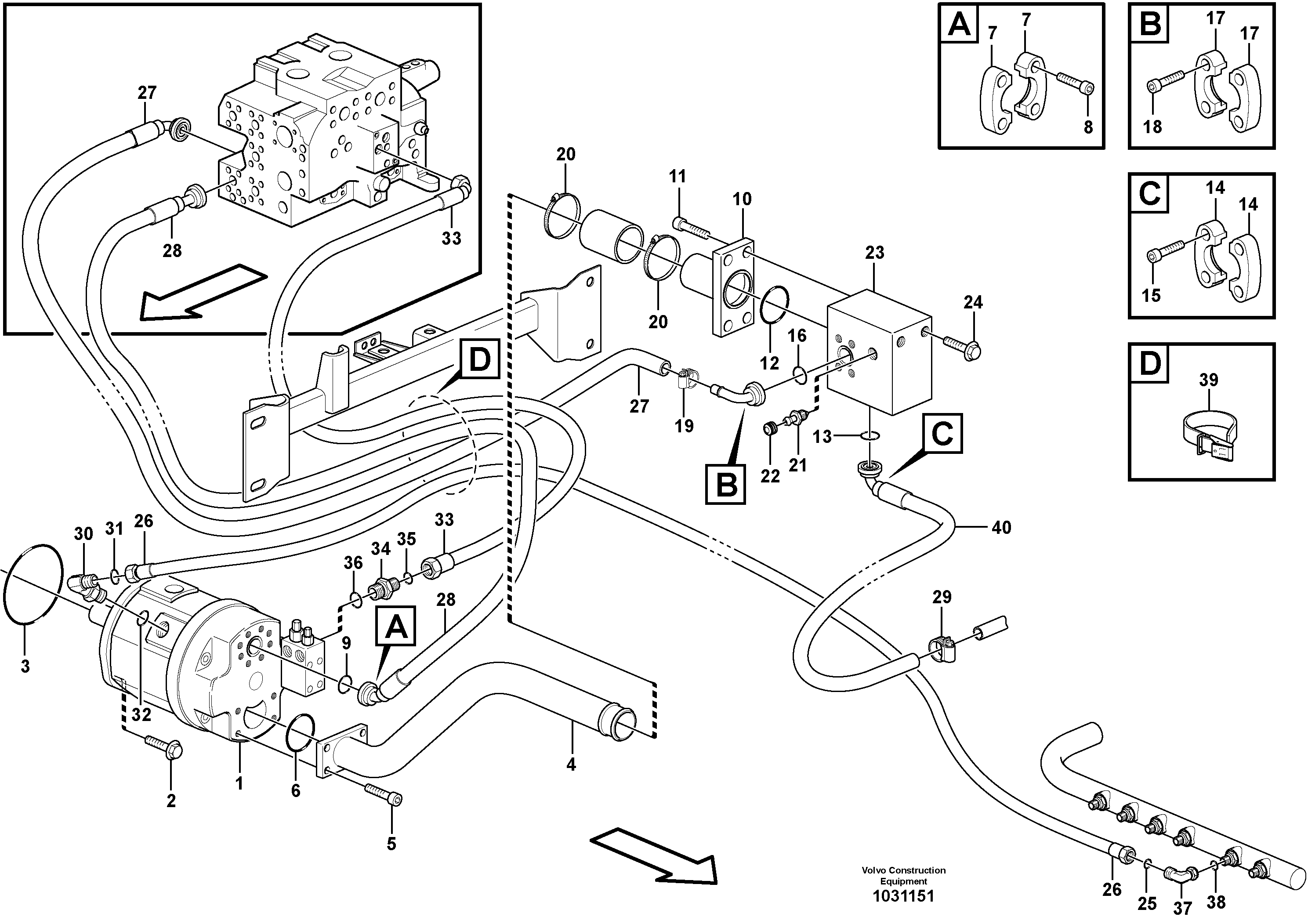 Схема запчастей Volvo A35E - 74137 Auxiliary steering system 