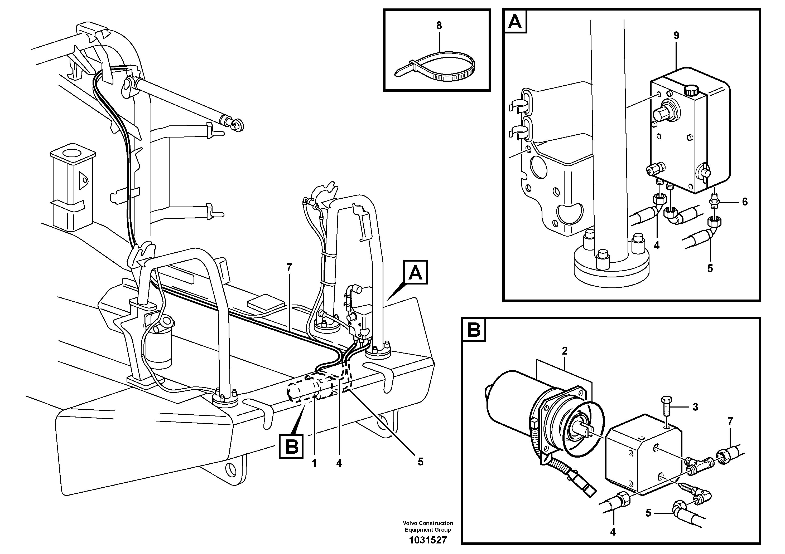 Схема запчастей Volvo A35E - 31969 Pump engine hood 