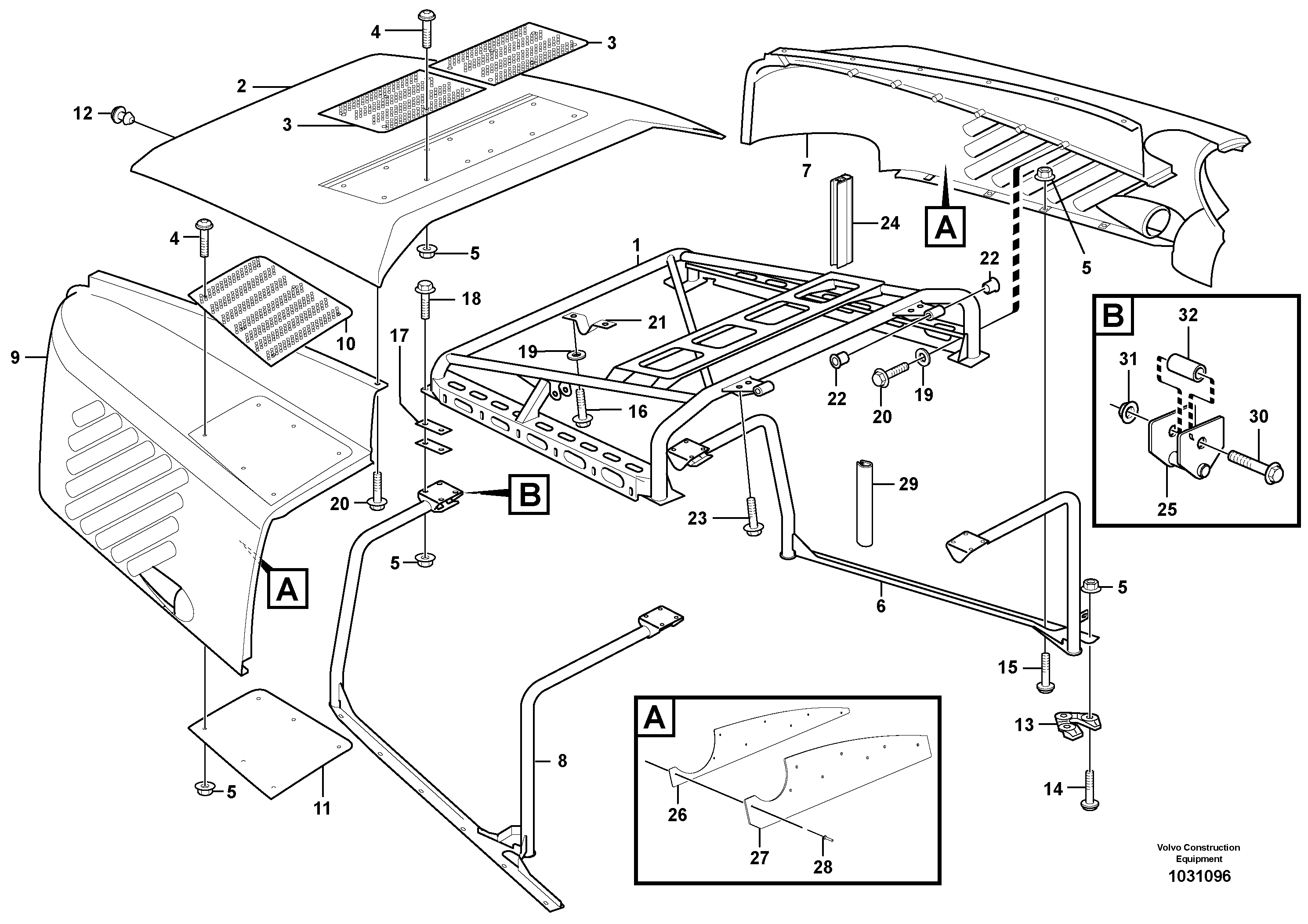 Схема запчастей Volvo A35E - 36236 Engine hood 