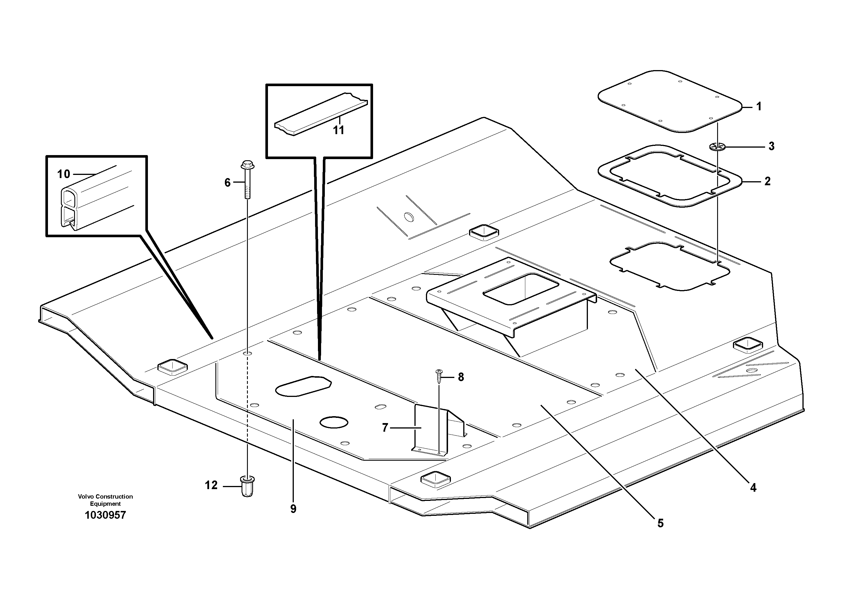 Схема запчастей Volvo A35E - 18598 Floor panels and cover plates 