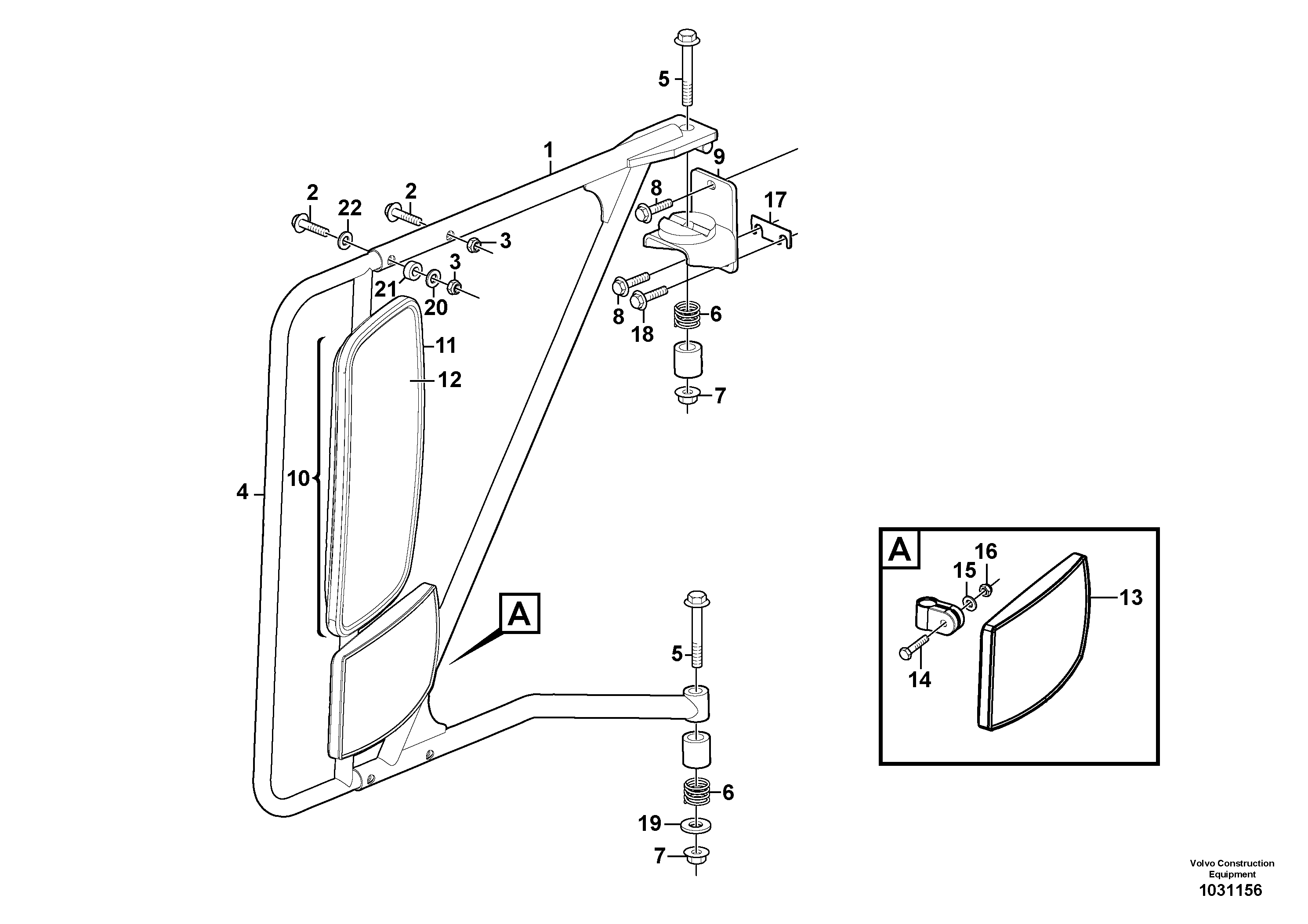 Схема запчастей Volvo A35E - 38110 Rear view mirror 