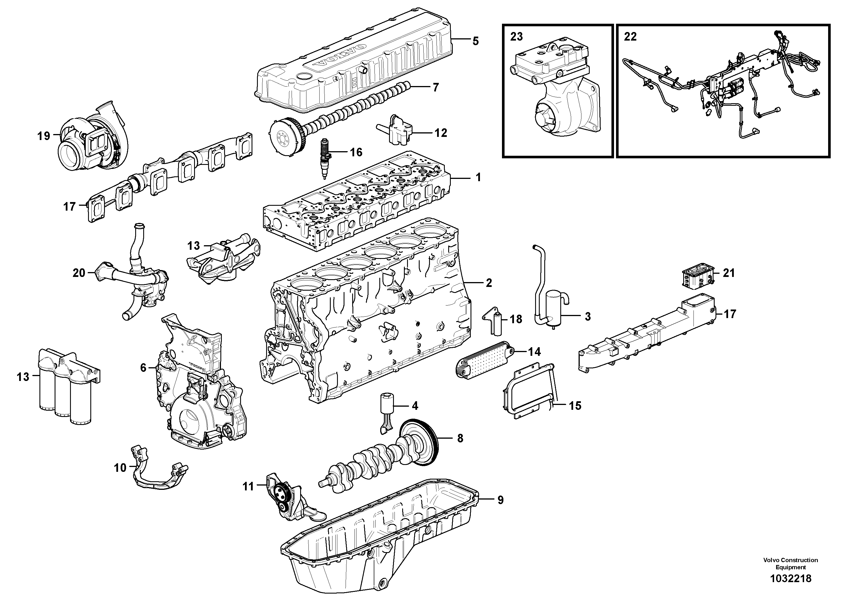 Схема запчастей Volvo A35E - 17239 Двигатель в сборе 