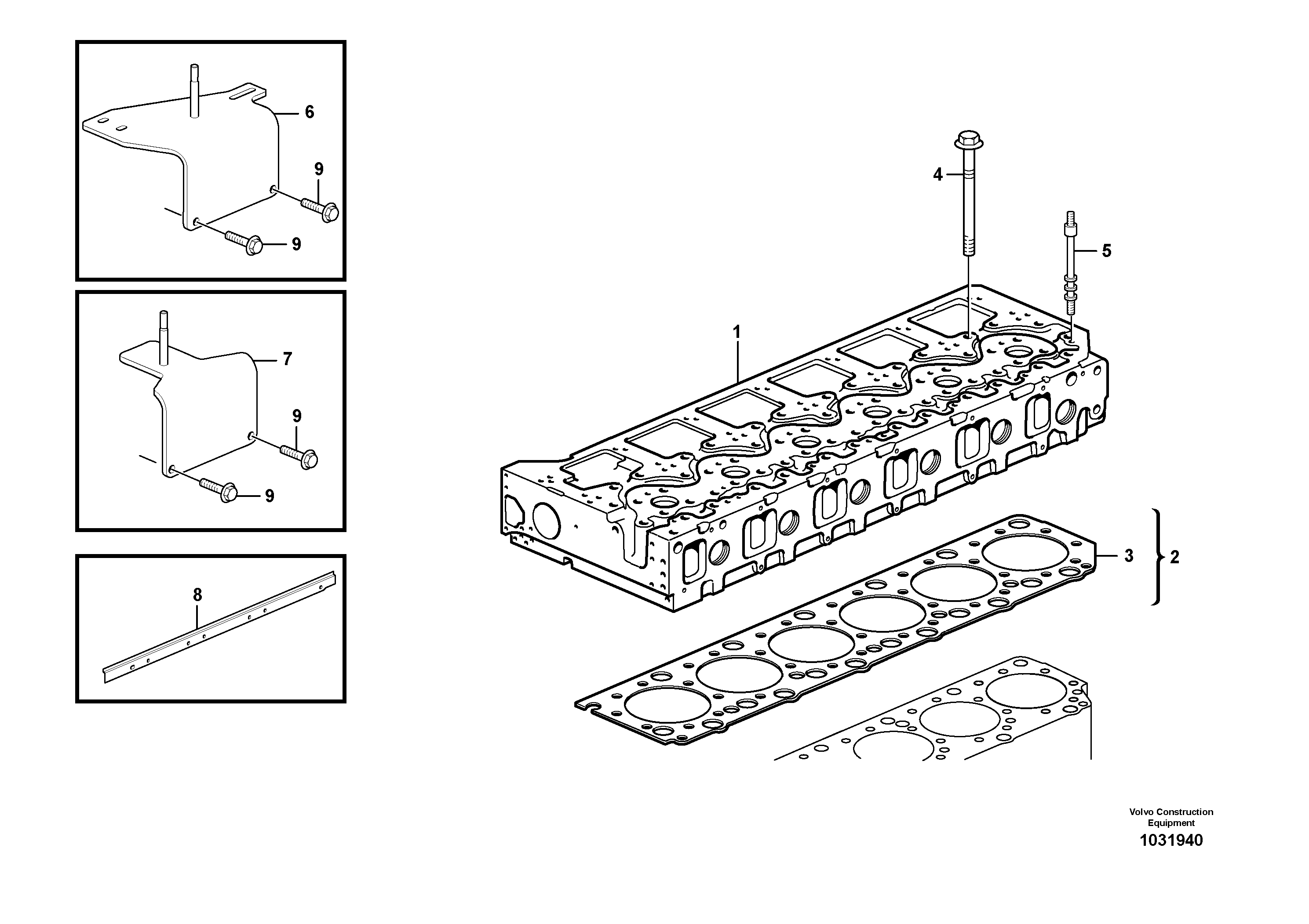 Схема запчастей Volvo A35E - 40865 Cylinder head with fitting parts 