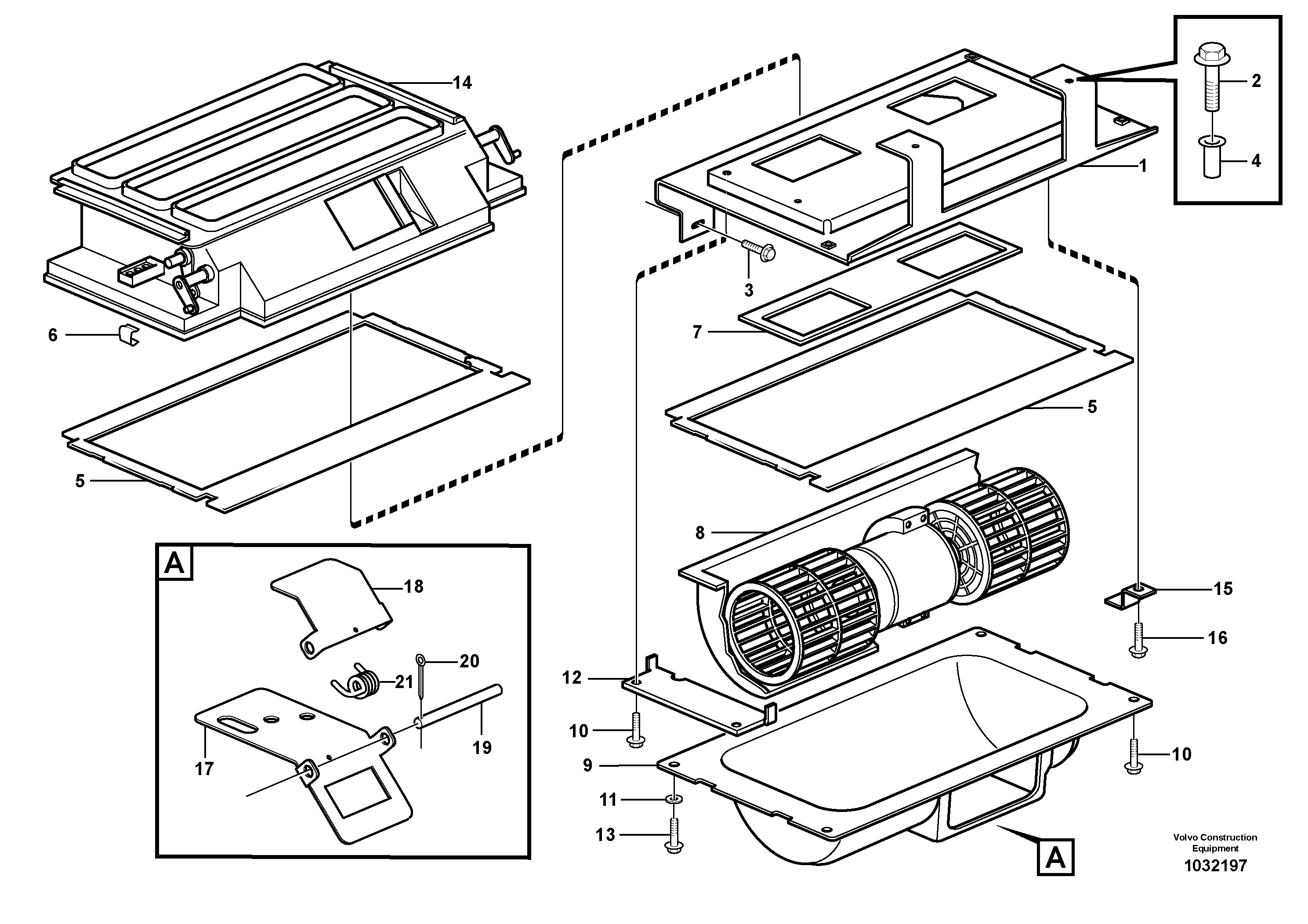 Схема запчастей Volvo A35E - 34372 Air distribution - inlet and air return 