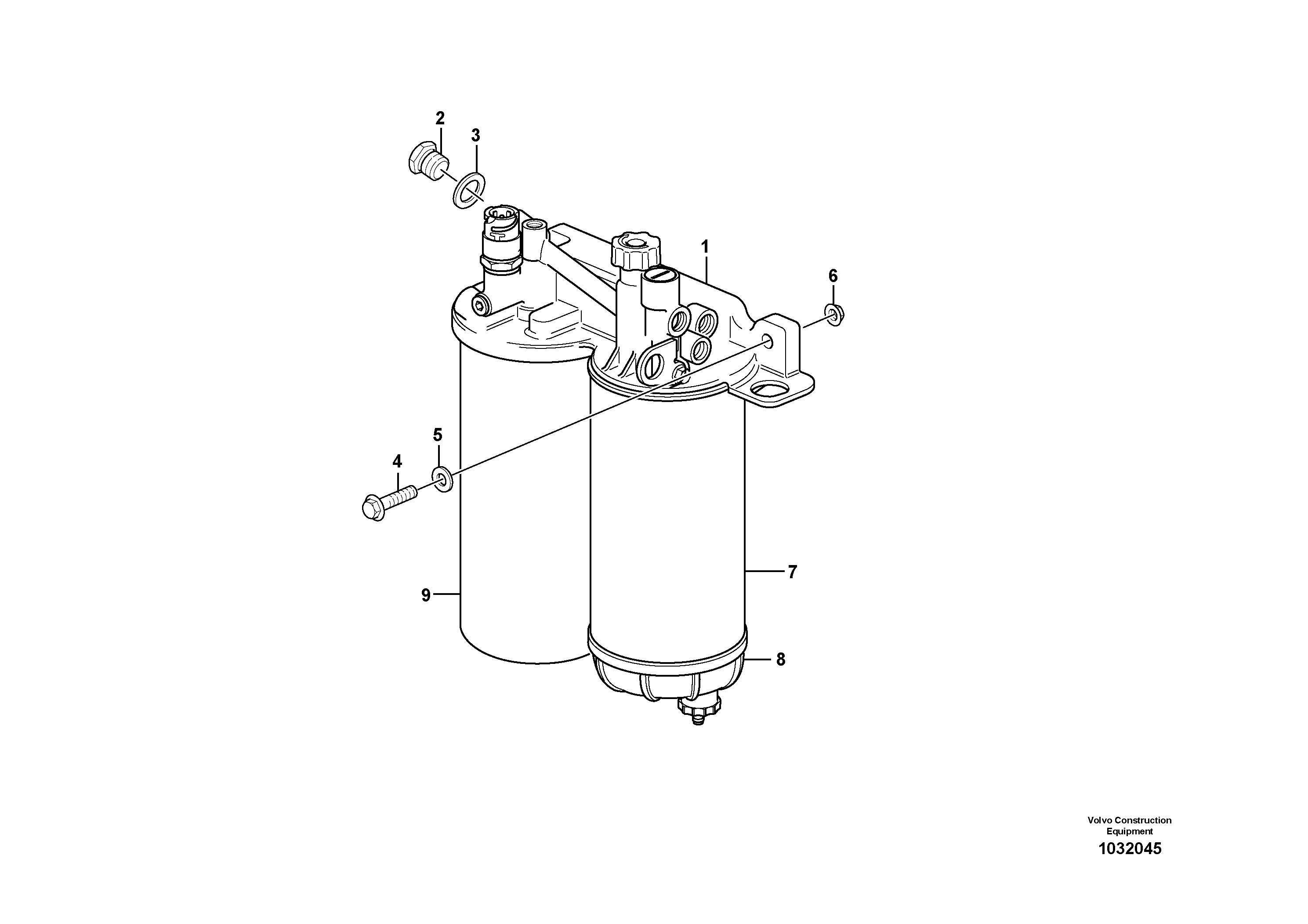 Схема запчастей Volvo A35E - 102673 Filter with fitting parts 