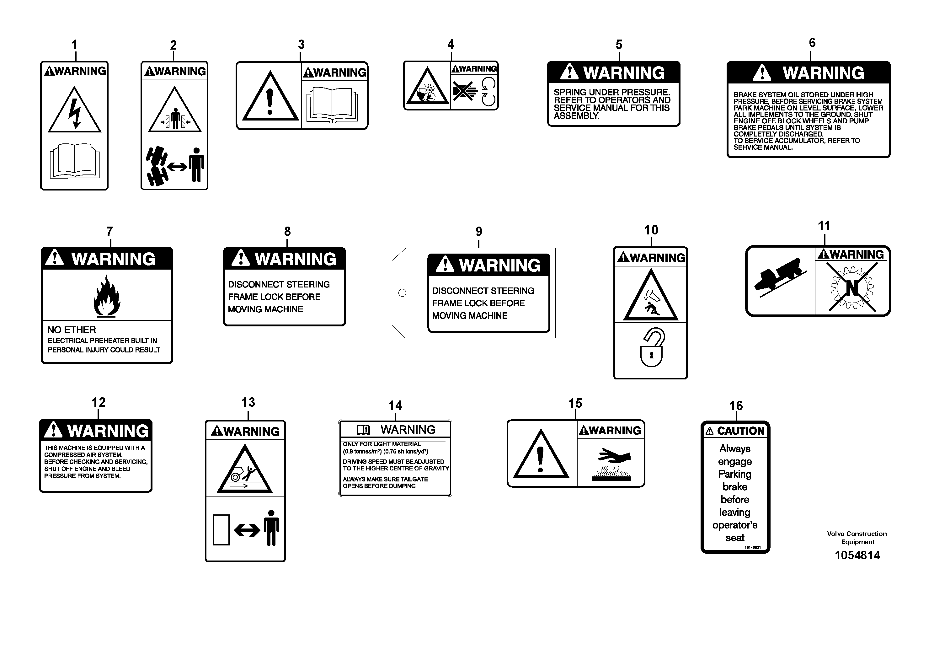 Схема запчастей Volvo A35E - 98700 Illustrations of sign plates and decals 