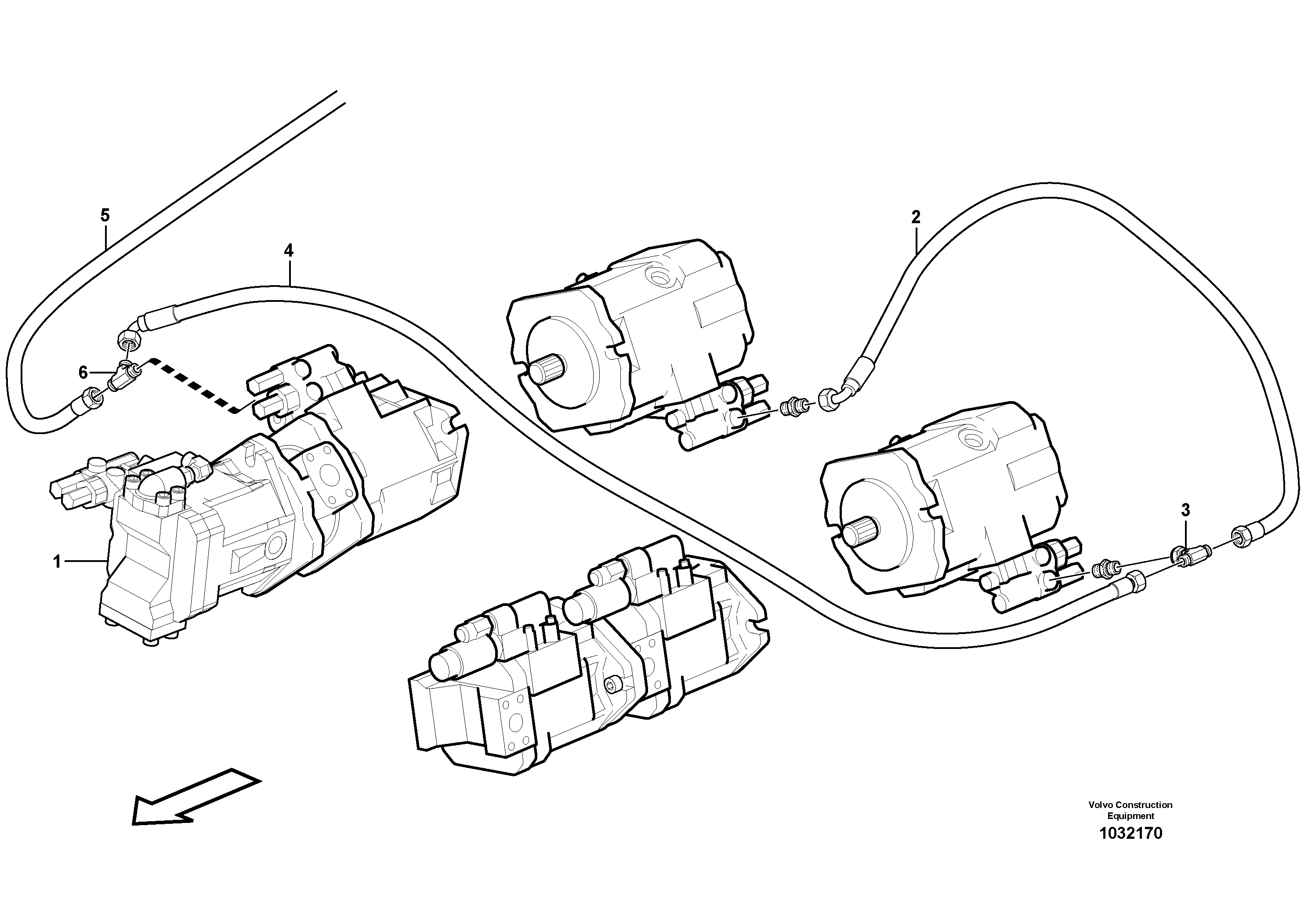 Схема запчастей Volvo A35E - 105187 Hydraulic system, motor unit 