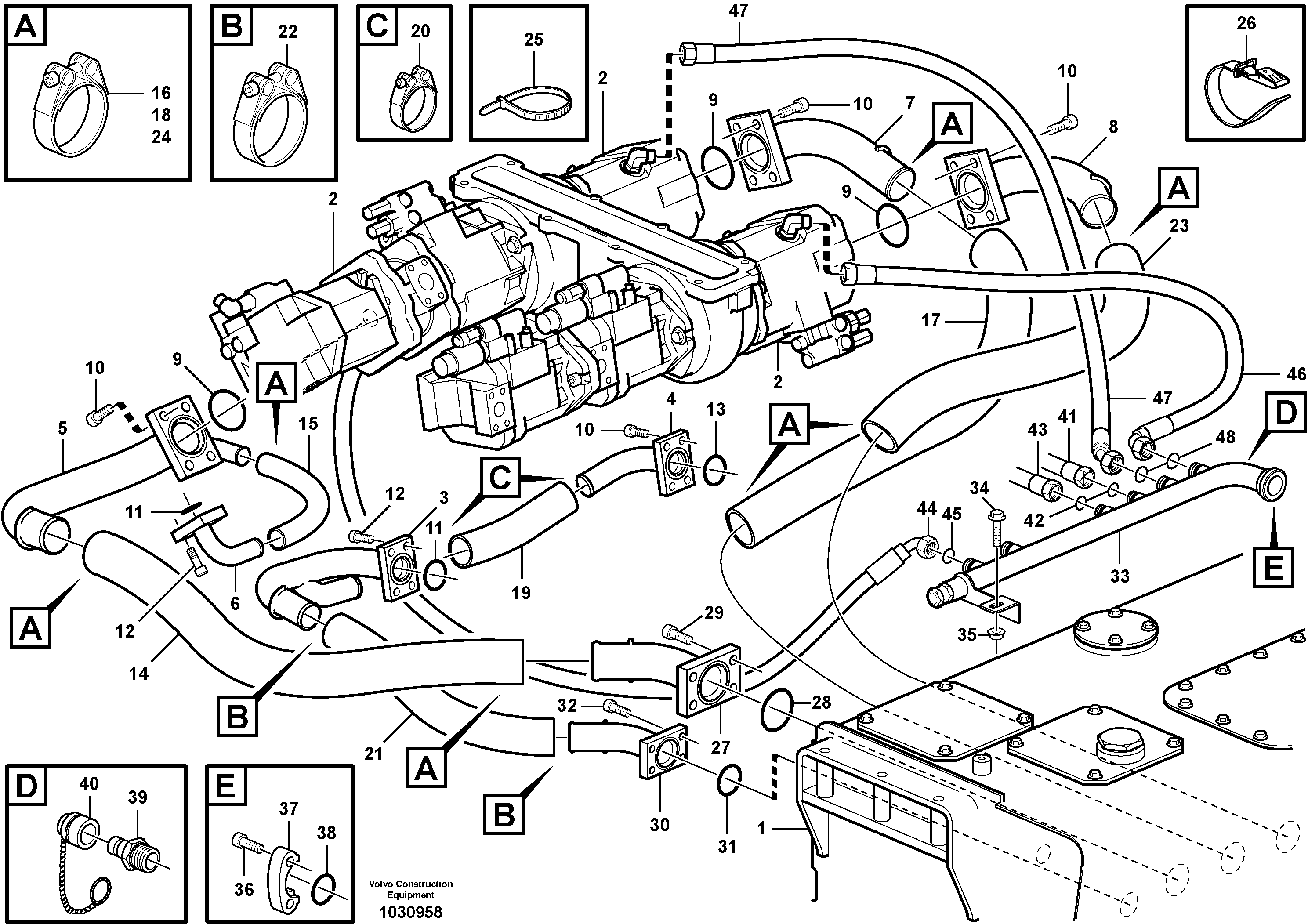 Схема запчастей Volvo A35E - 97976 Hydraulic system, motor unit 