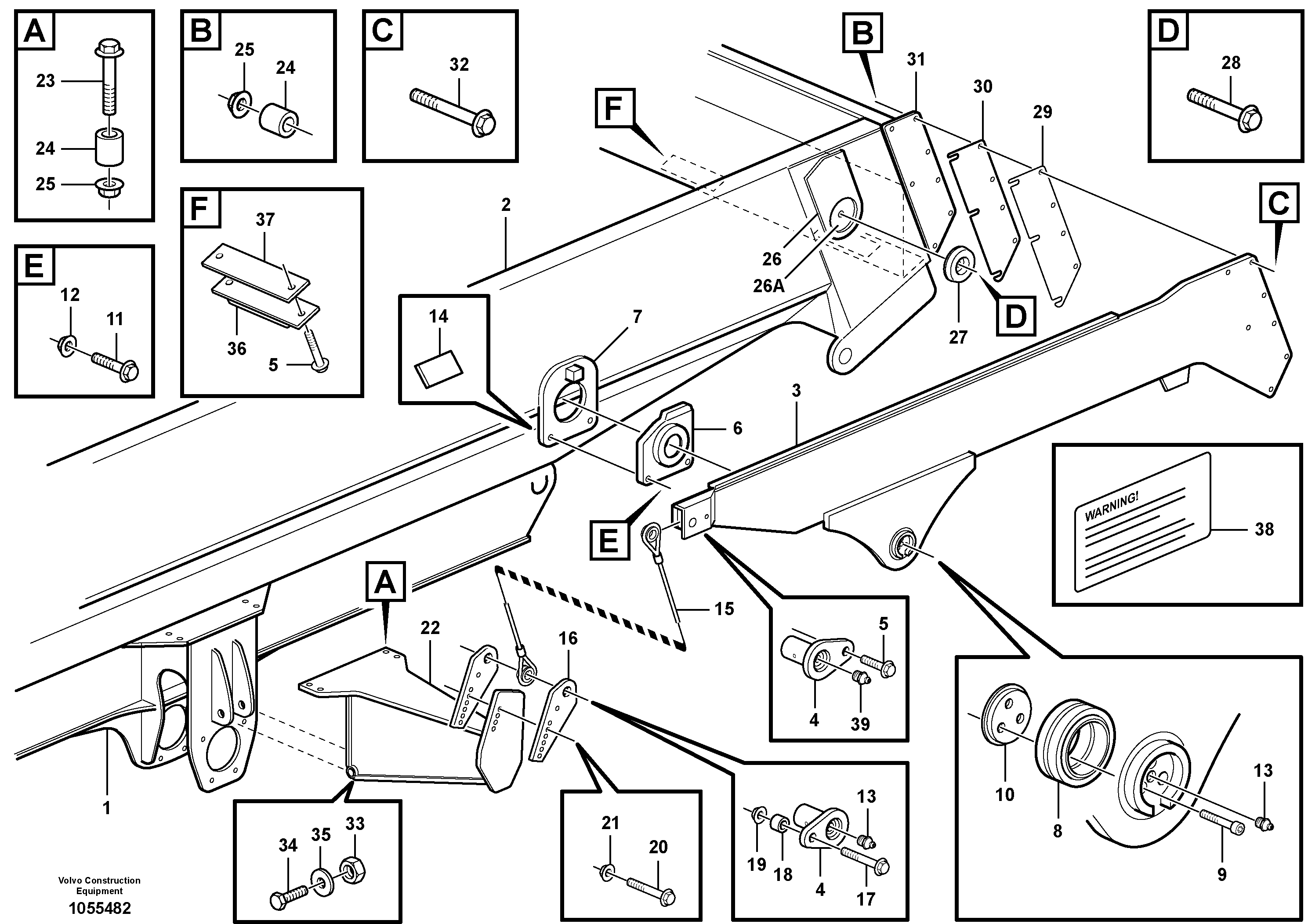 Схема запчастей Volvo A35E - 55353 Overhung tailgate 