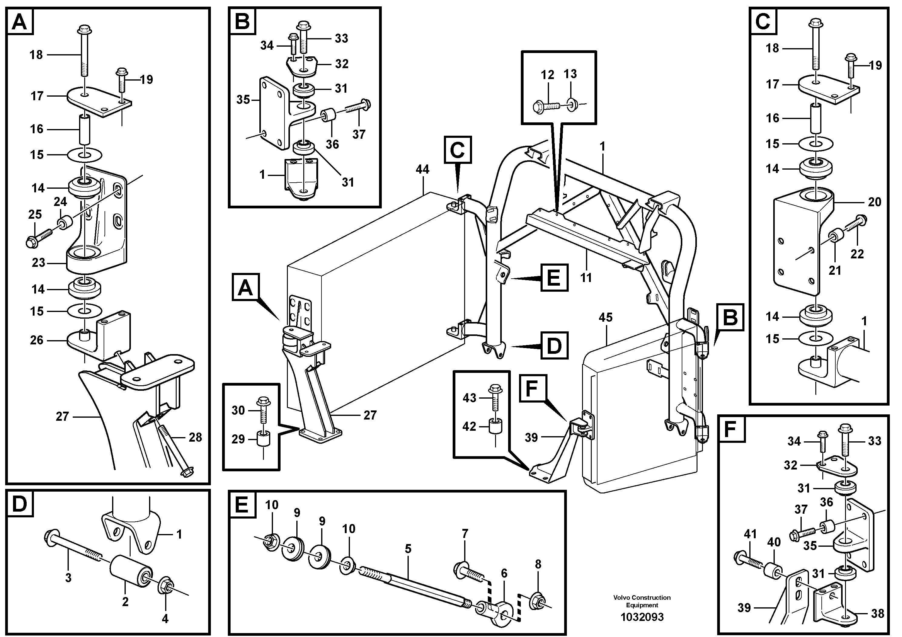 Схема запчастей Volvo A35E - 17149 Radiator mounting 