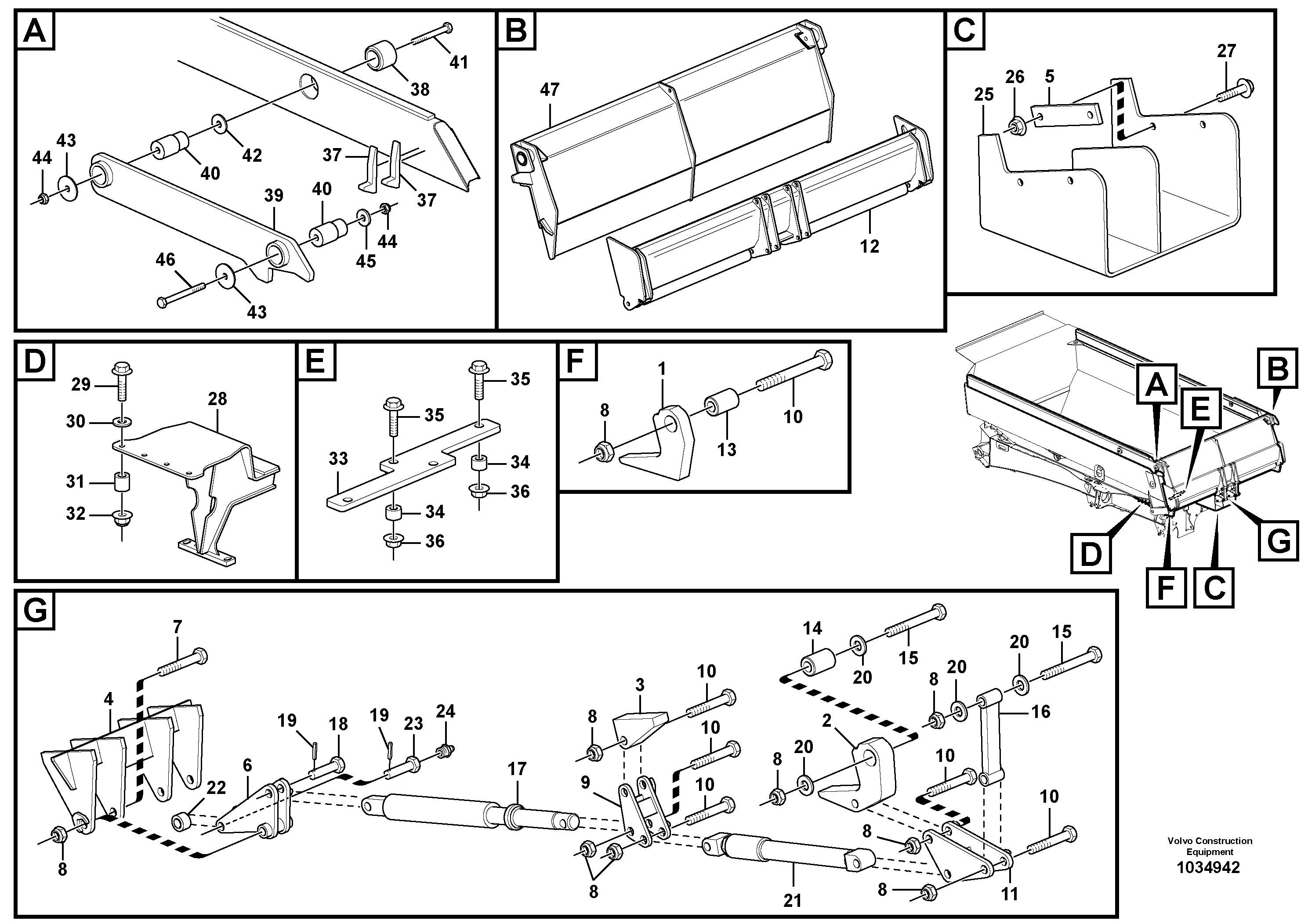 Схема запчастей Volvo A35E - 81736 Tailgate 