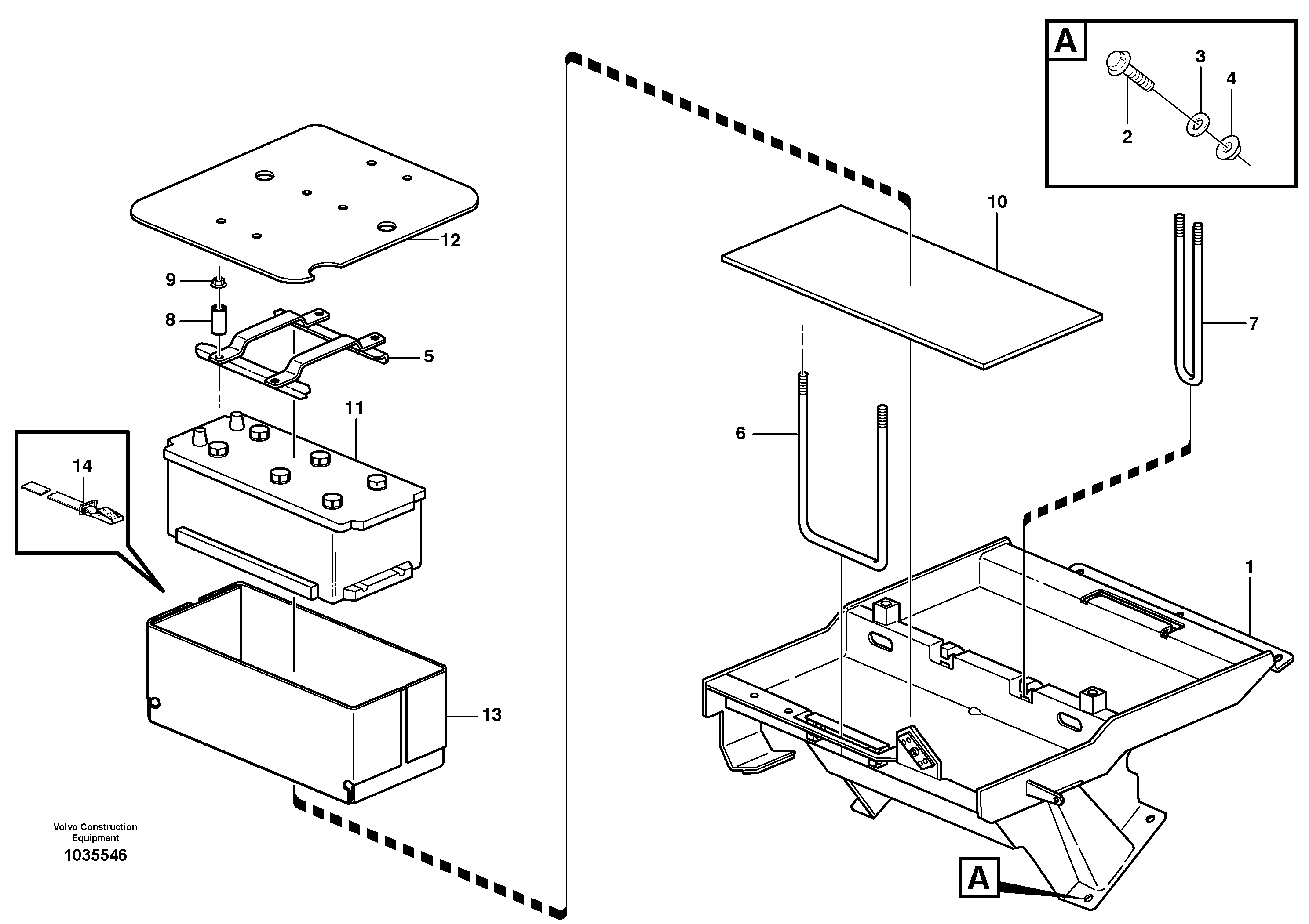 Схема запчастей Volvo A35E - 88400 Battery box with fitting parts 