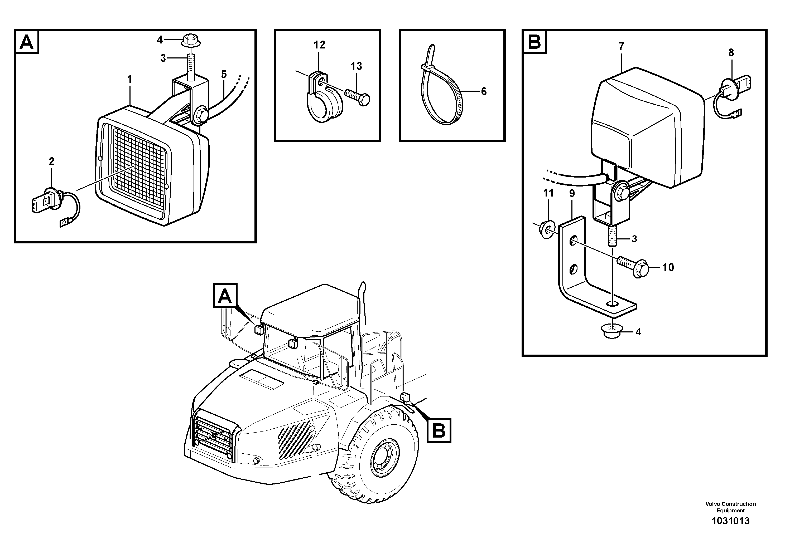 Схема запчастей Volvo A35E - 73047 Work lights 