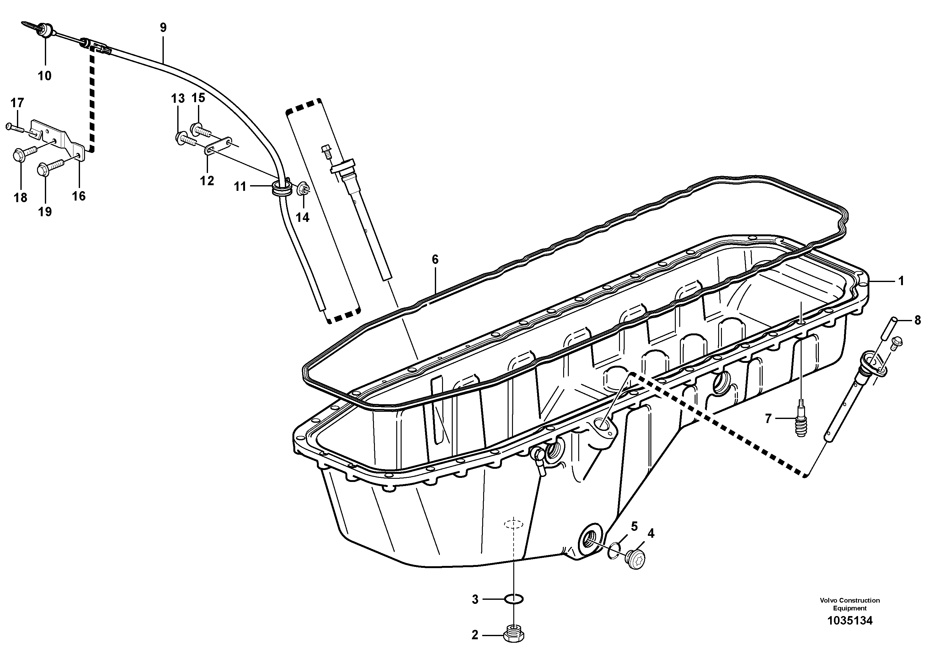 Схема запчастей Volvo A35E FS FULL SUSPENSION - 86047 Oil sump / oil dipstick 