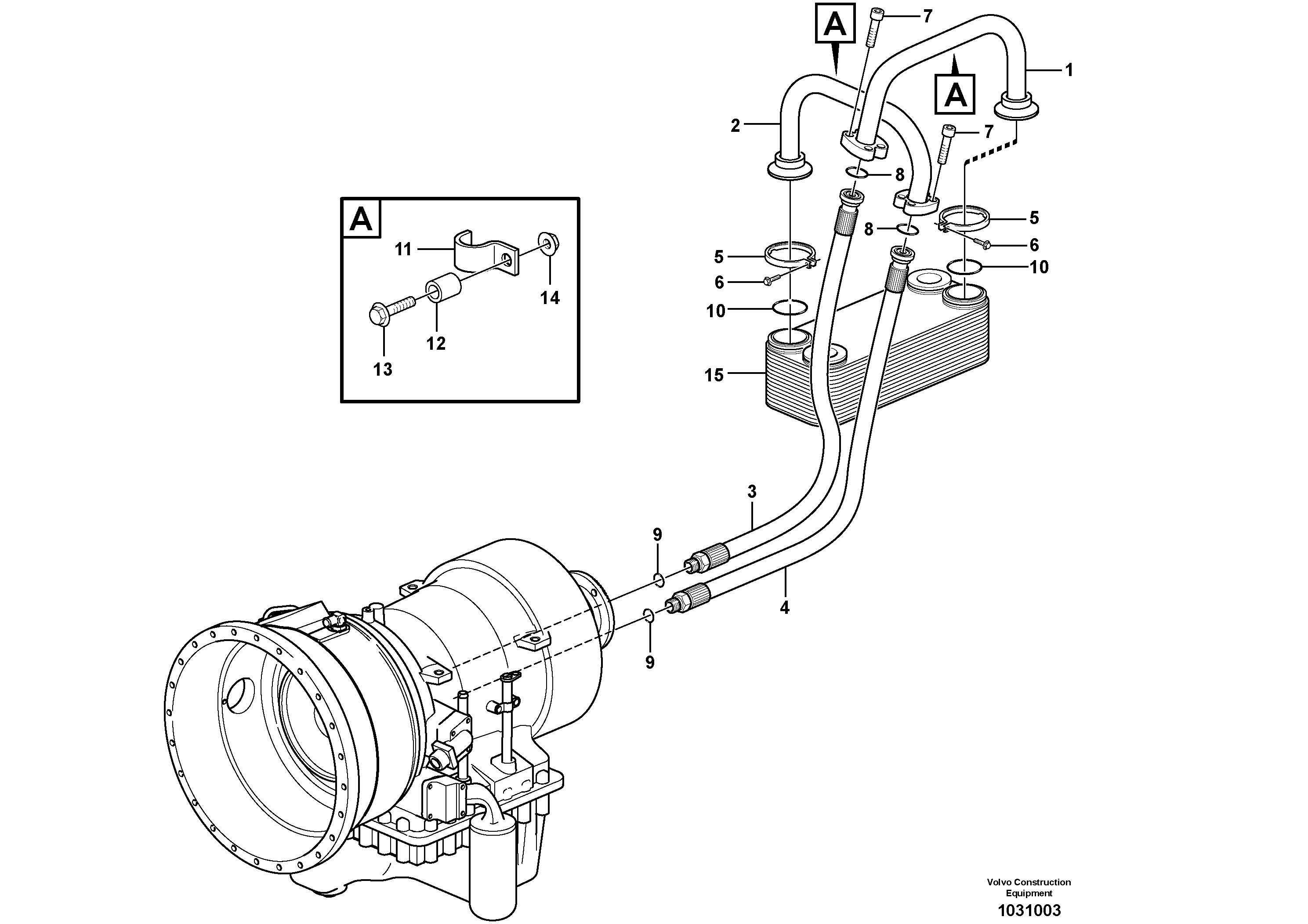 Схема запчастей Volvo A35E FS FULL SUSPENSION - 40135 Масляный радиатор 