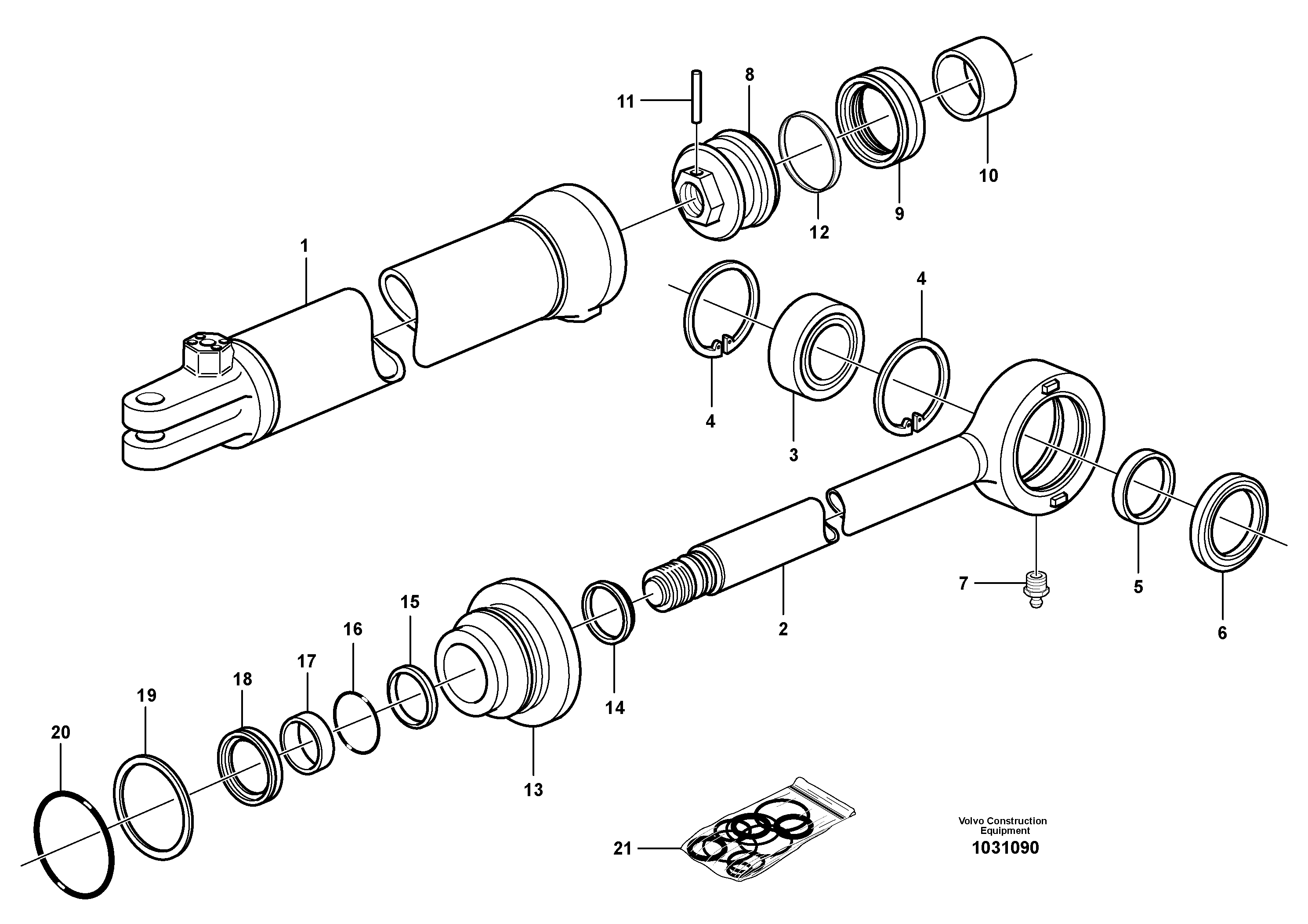 Схема запчастей Volvo A35E FS FULL SUSPENSION - 105536 Гидроцилиндр 