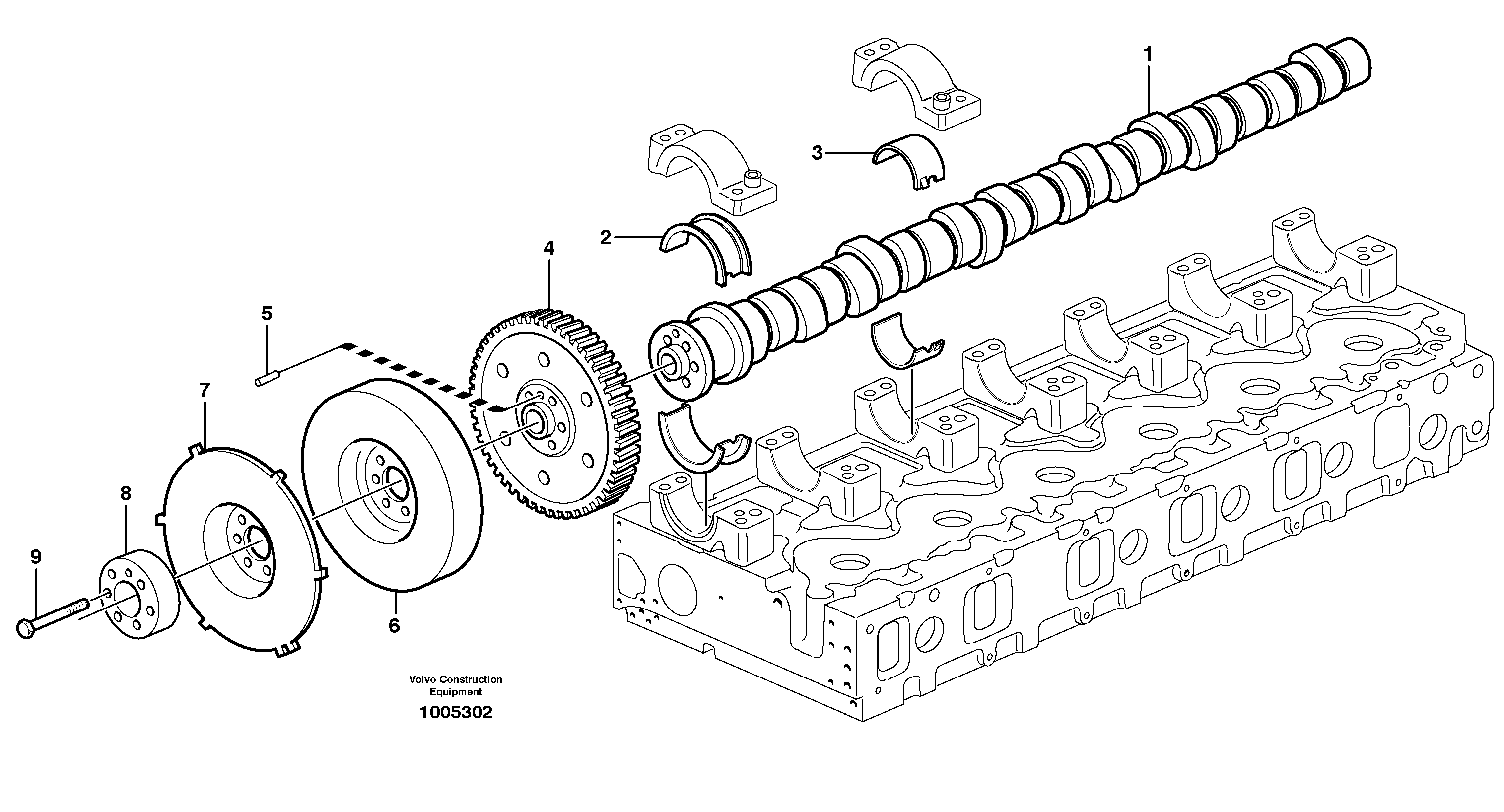 Схема запчастей Volvo A35E FS FULL SUSPENSION - 36038 Распредвал 