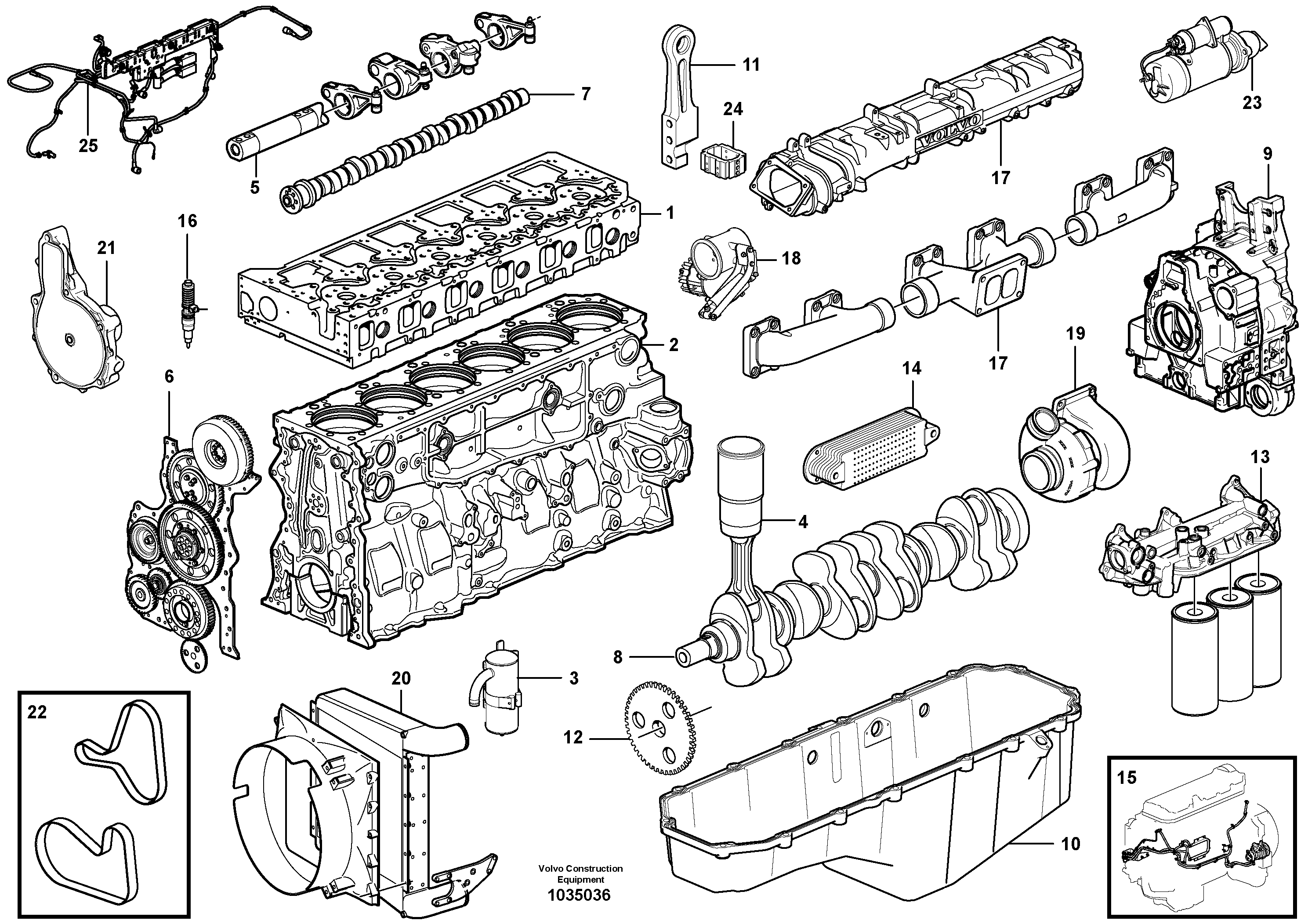 Схема запчастей Volvo A40E - 31854 Двигатель в сборе 