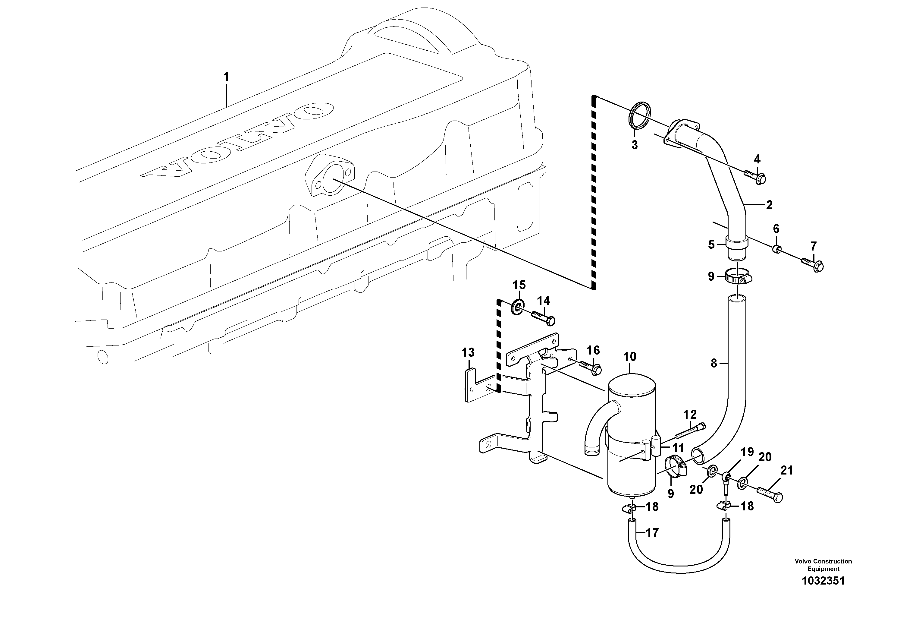 Схема запчастей Volvo A40E - 83485 Crankcase ventilation 