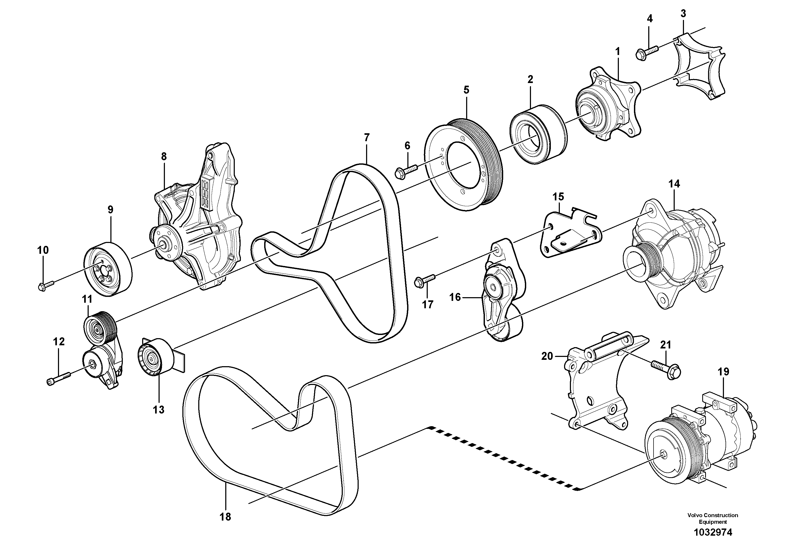 Схема запчастей Volvo A40E - 27556 Belt transmission, pulley 